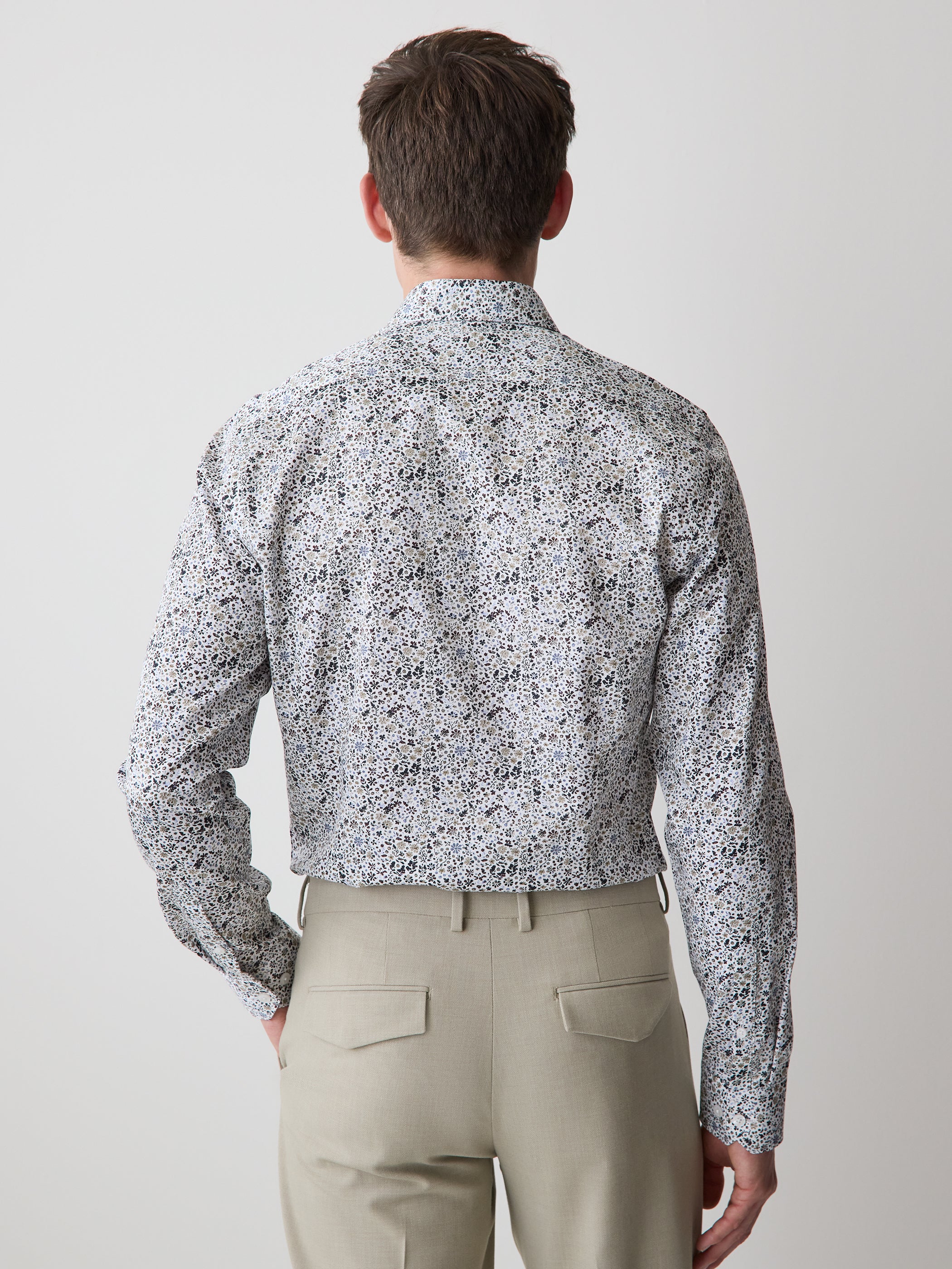 Slim-Fit Dress Shirt with Floral Pattern - Image 3