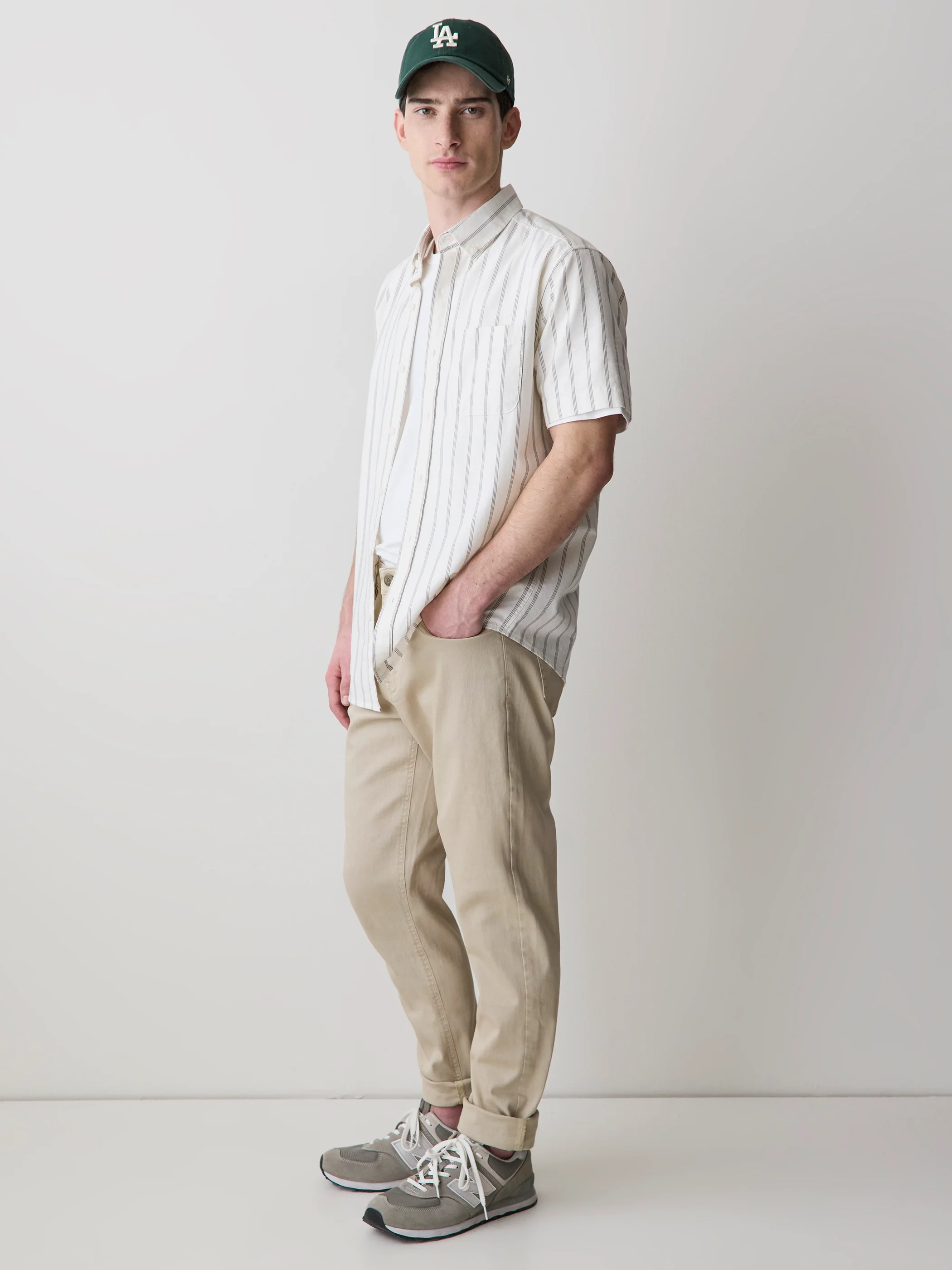 Striped Slim Fit Short-Sleeve Oxford Shirt - Image 2