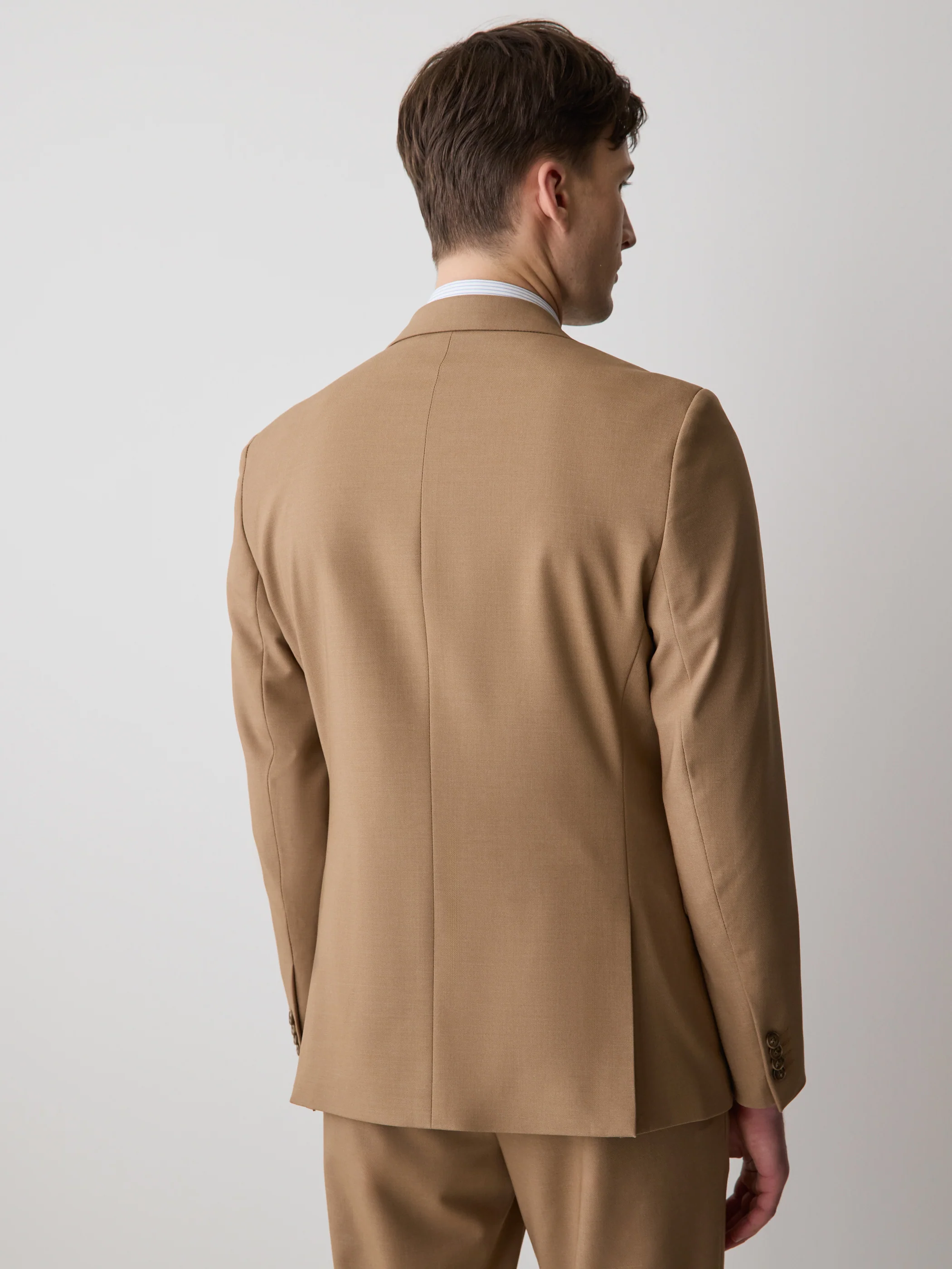 Slim Fit Peachy Camel Suit Blazer - Image 4