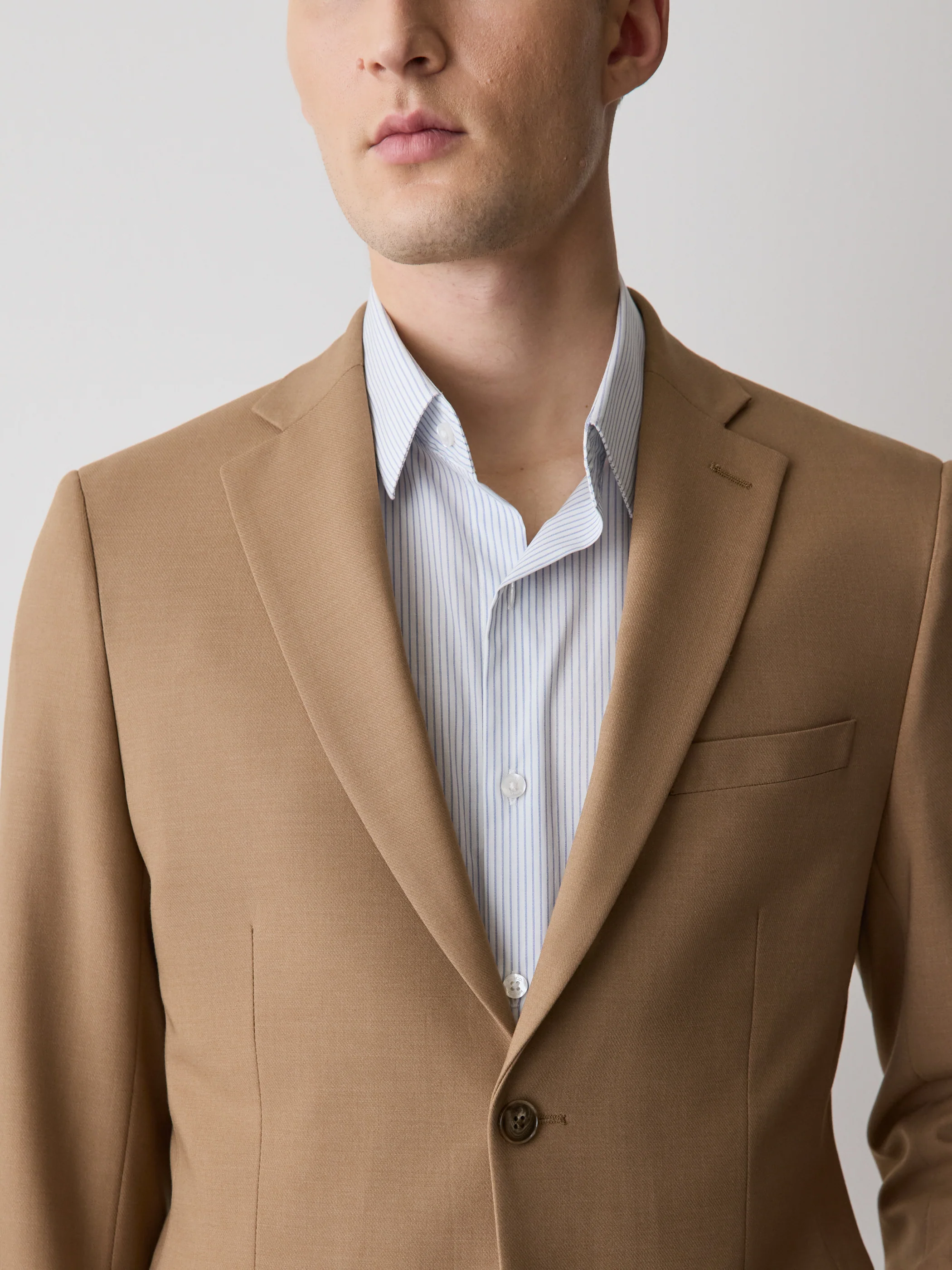 Slim Fit Peachy Camel Suit Blazer - Image 5