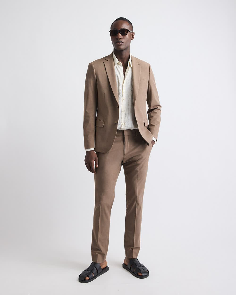 Slim-Fit Rose Taupe Suit Blazer - Image 2