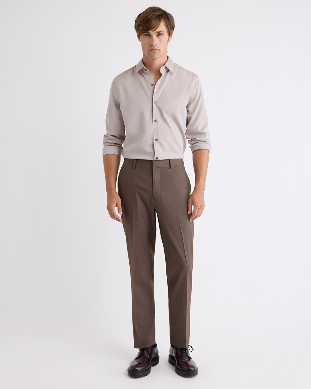 Slim-Fit Solid Cotton Modal Dress Shirt - Image 12