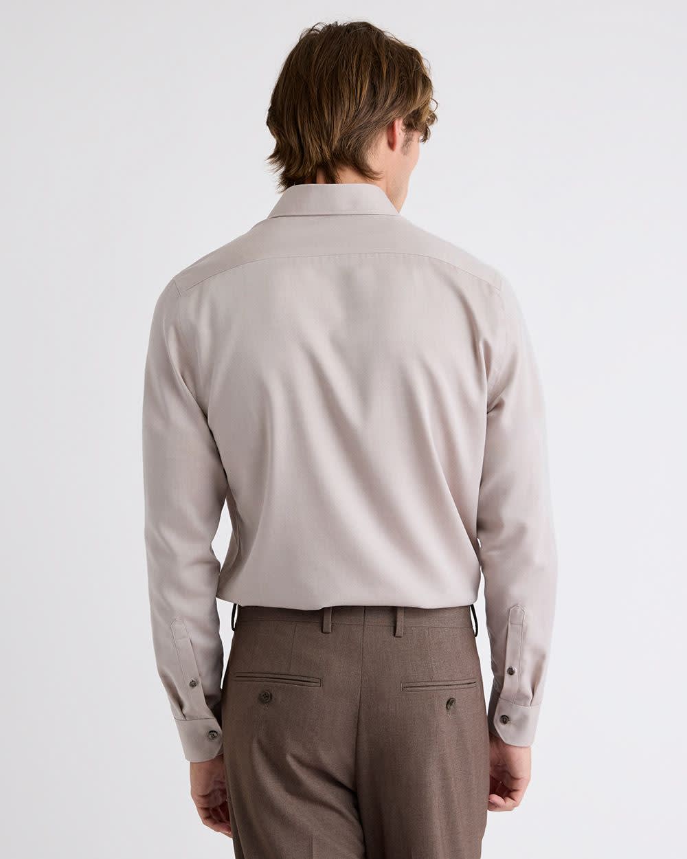 Slim-Fit Solid Cotton Modal Dress Shirt - Image 13