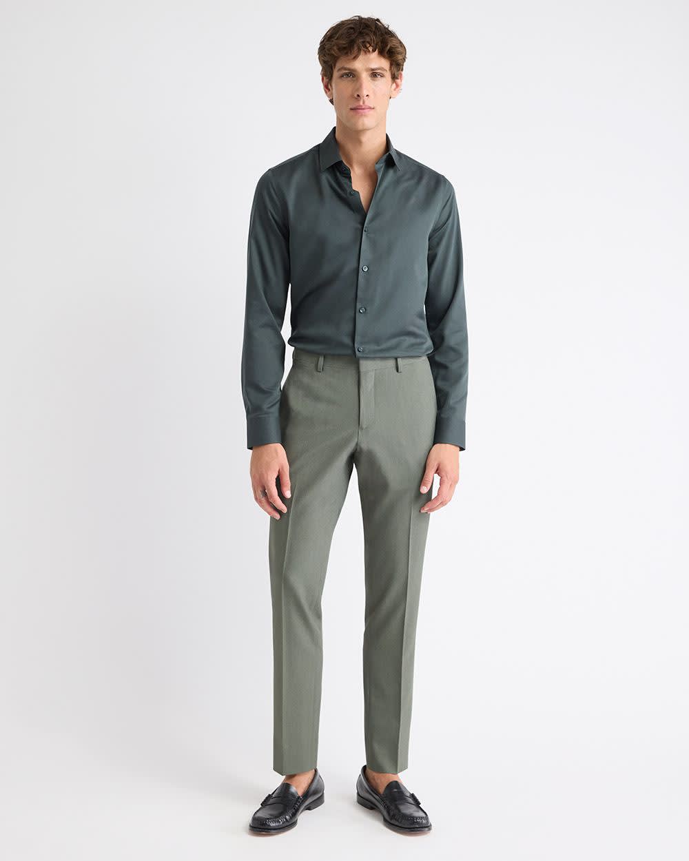Slim-Fit Solid Cotton Modal Dress Shirt - Image 16