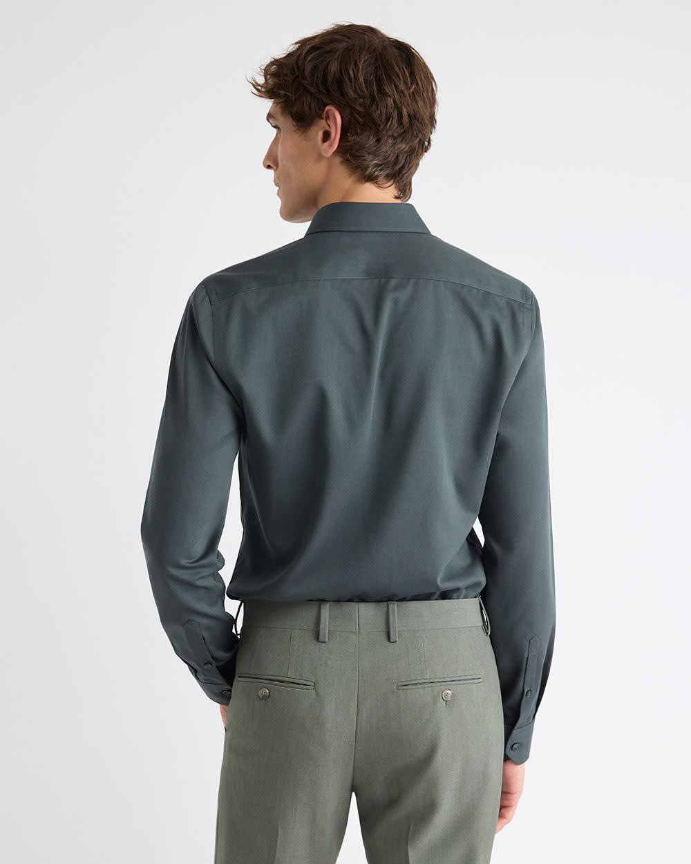 Slim-Fit Solid Cotton Modal Dress Shirt - Image 17