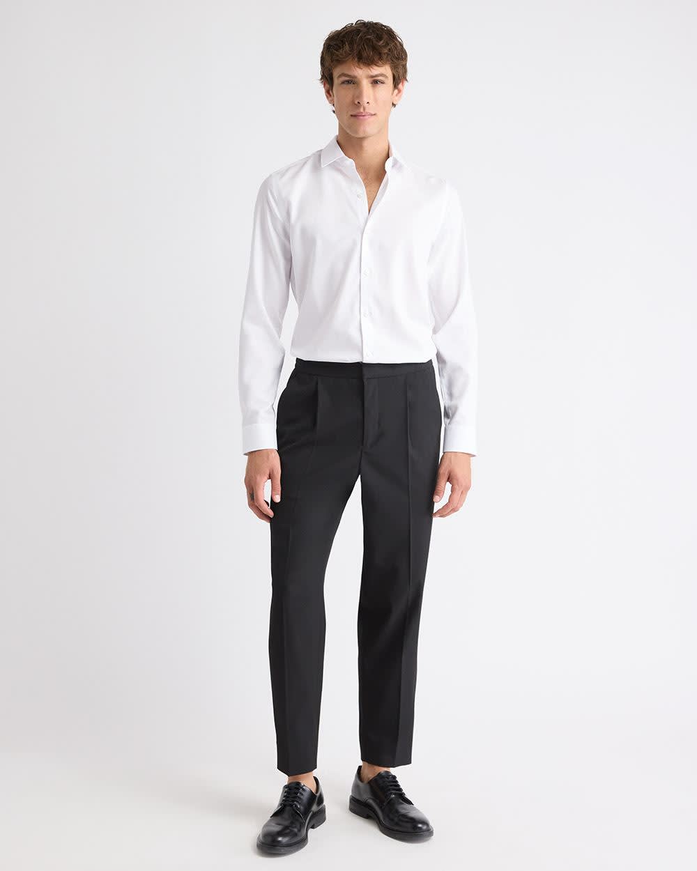Slim-Fit Solid Cotton Modal Dress Shirt - Image 2