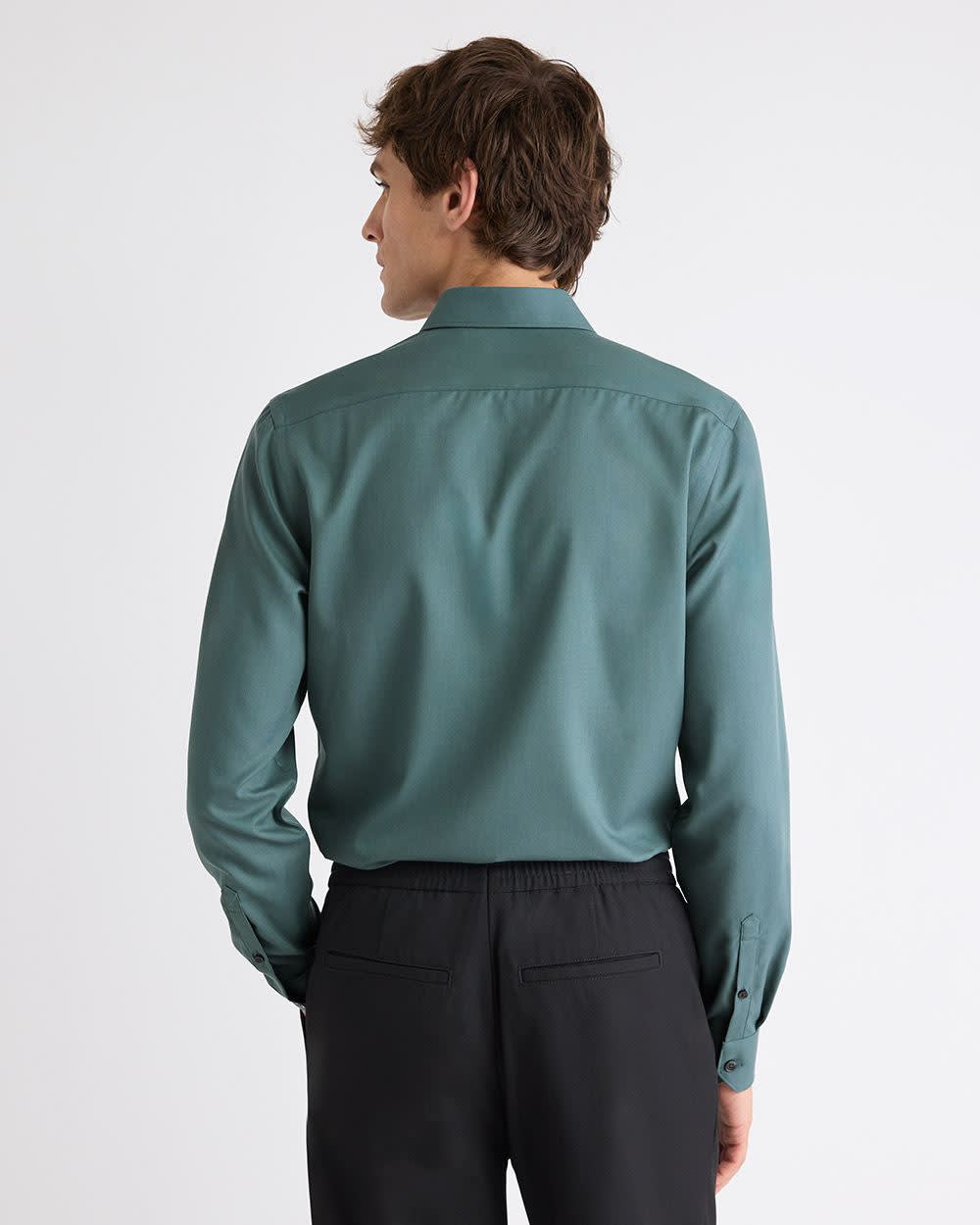 Slim-Fit Solid Cotton Modal Dress Shirt - Image 20