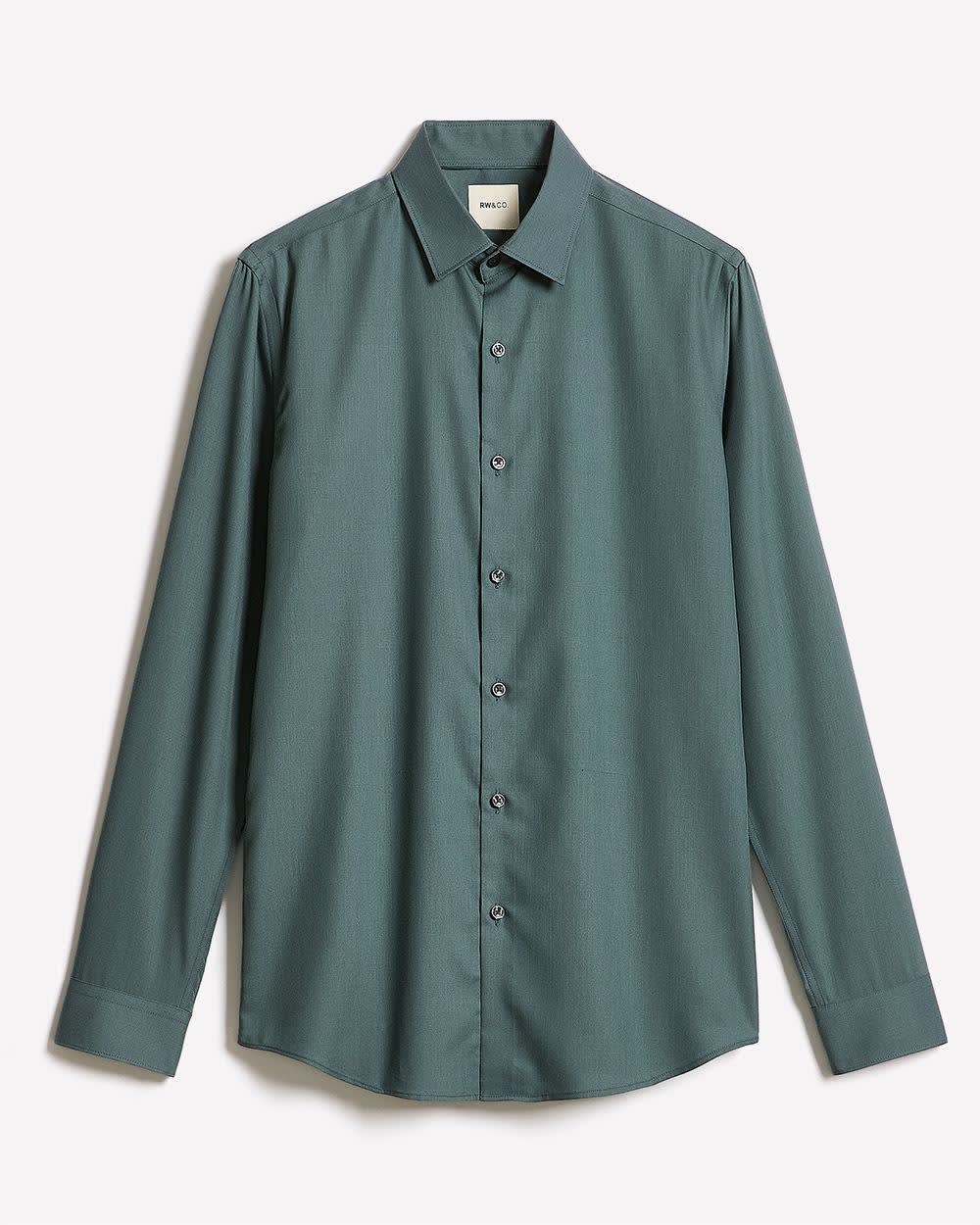 Slim-Fit Solid Cotton Modal Dress Shirt - Image 21