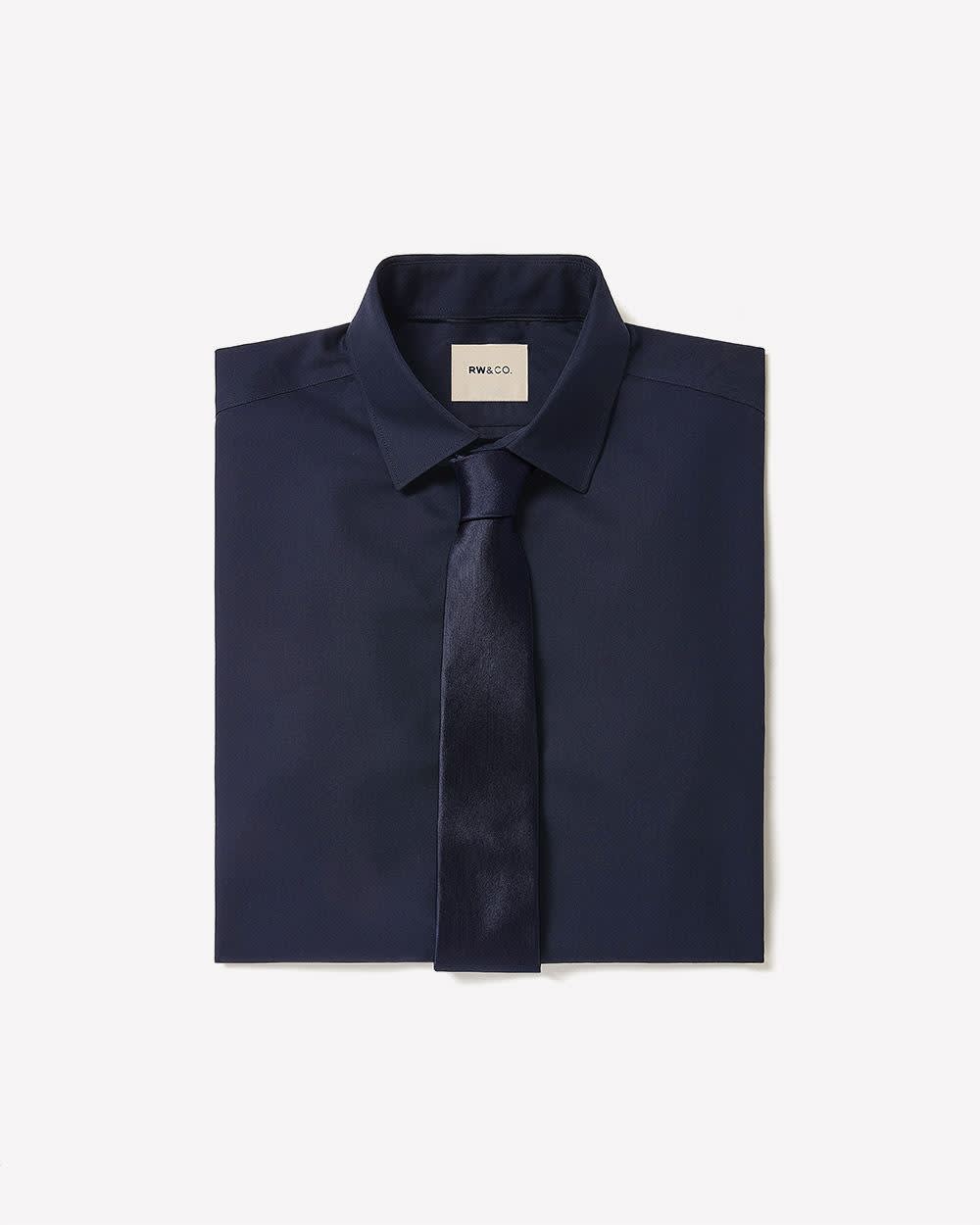 Slim-Fit Solid Cotton Modal Dress Shirt - Image 23