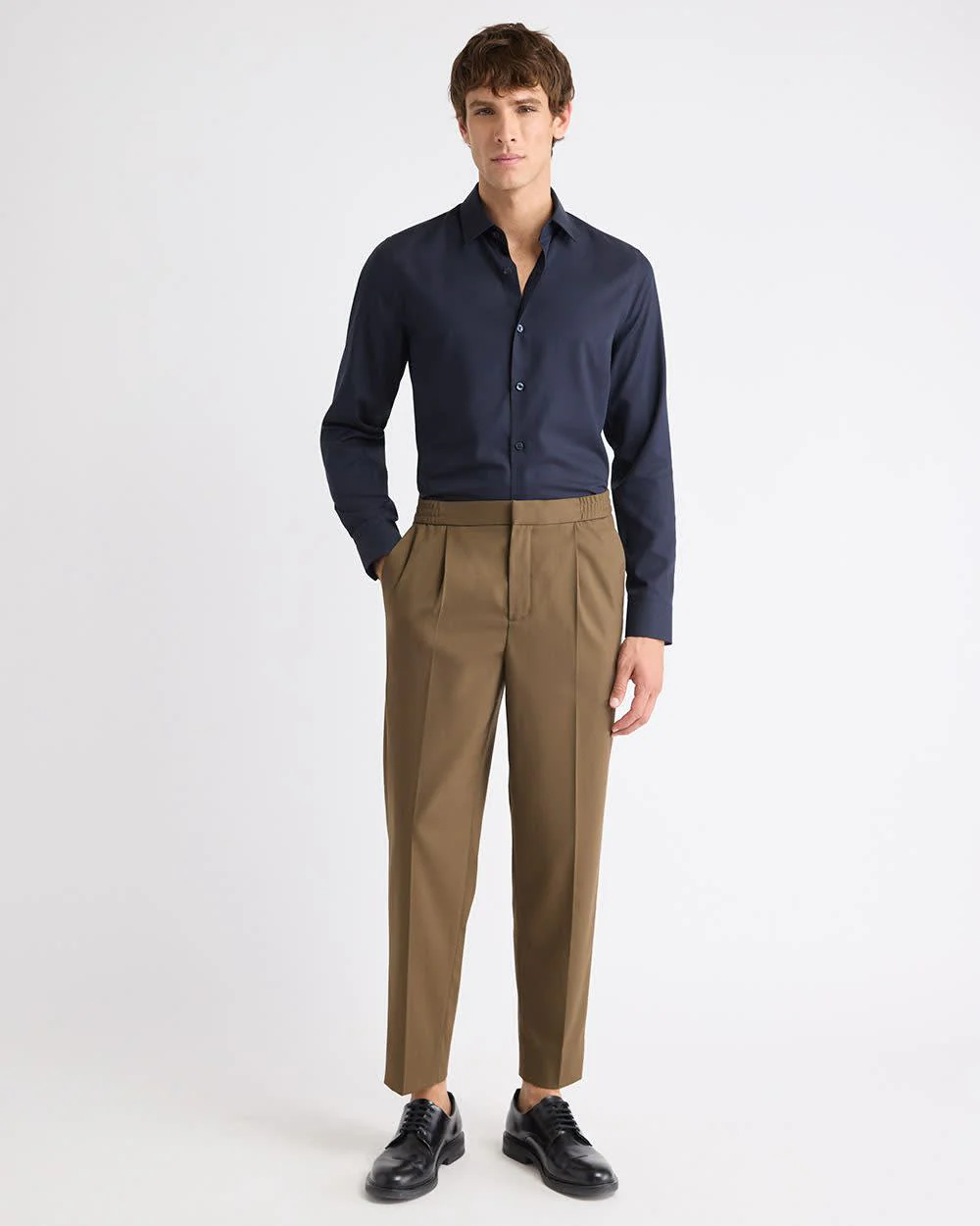 Slim-Fit Solid Cotton Modal Dress Shirt - Image 24