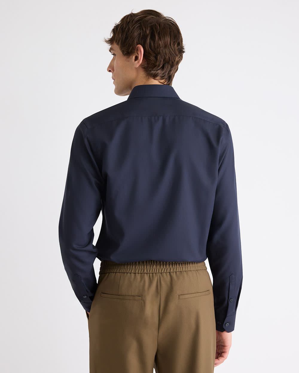 Slim-Fit Solid Cotton Modal Dress Shirt - Image 25