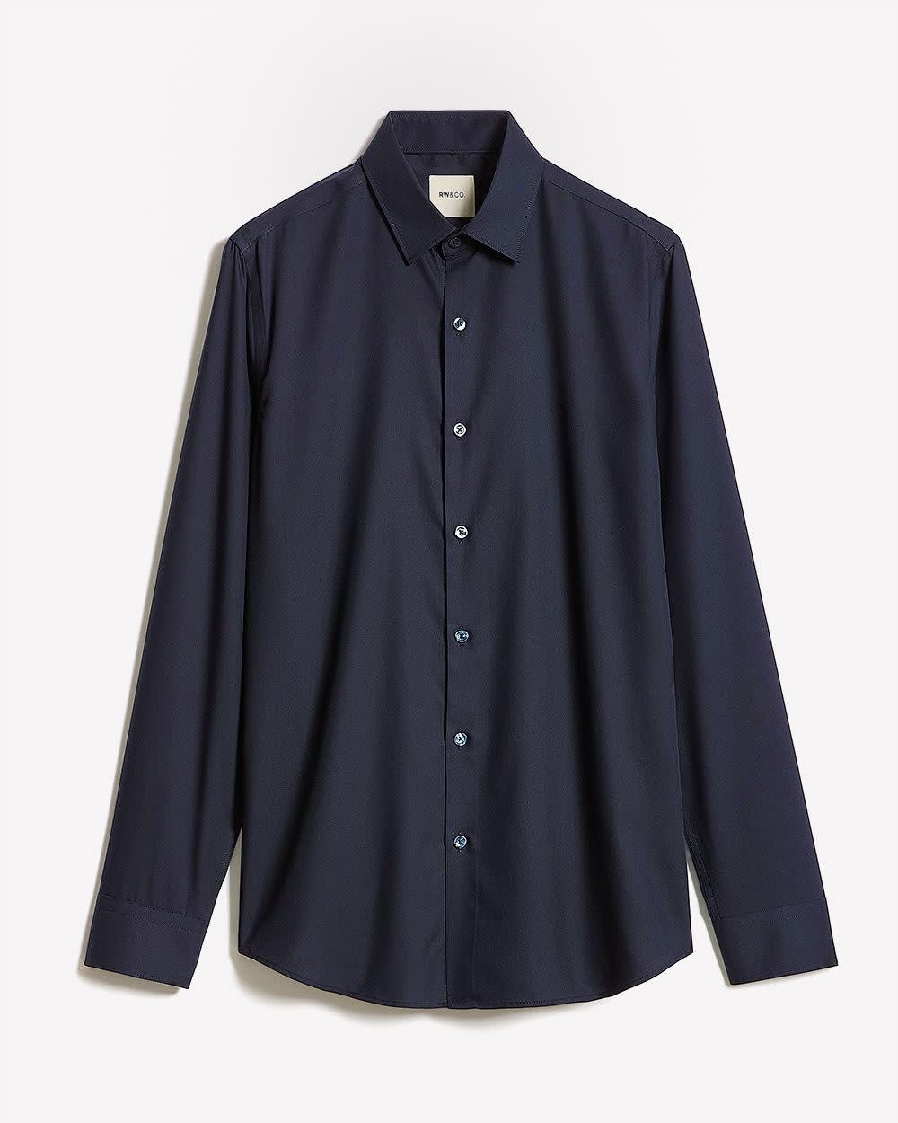 Slim-Fit Solid Cotton Modal Dress Shirt - Image 26