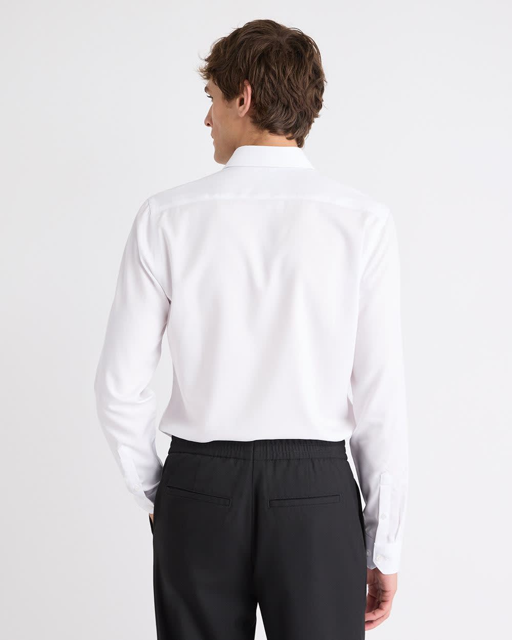 Slim-Fit Solid Cotton Modal Dress Shirt - Image 3