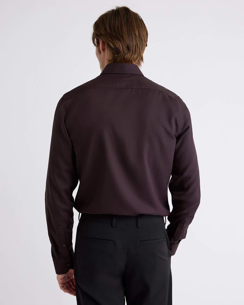 Slim-Fit Solid Cotton Modal Dress Shirt - Image 30