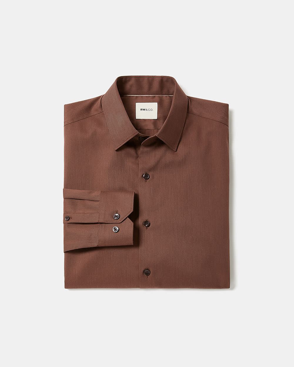 Slim-Fit Solid Cotton Modal Dress Shirt - Image 6