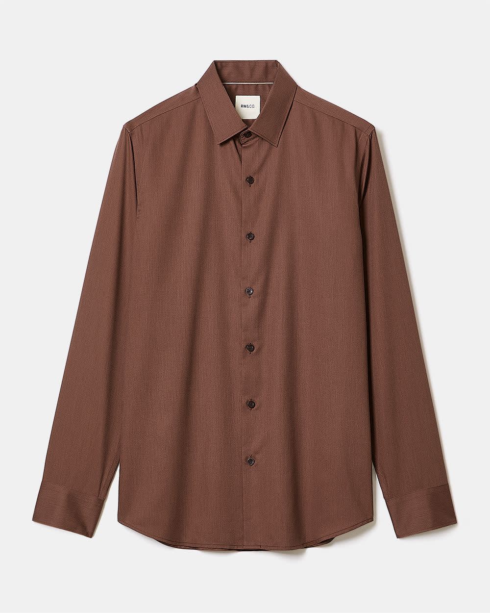 Slim-Fit Solid Cotton Modal Dress Shirt - Image 7