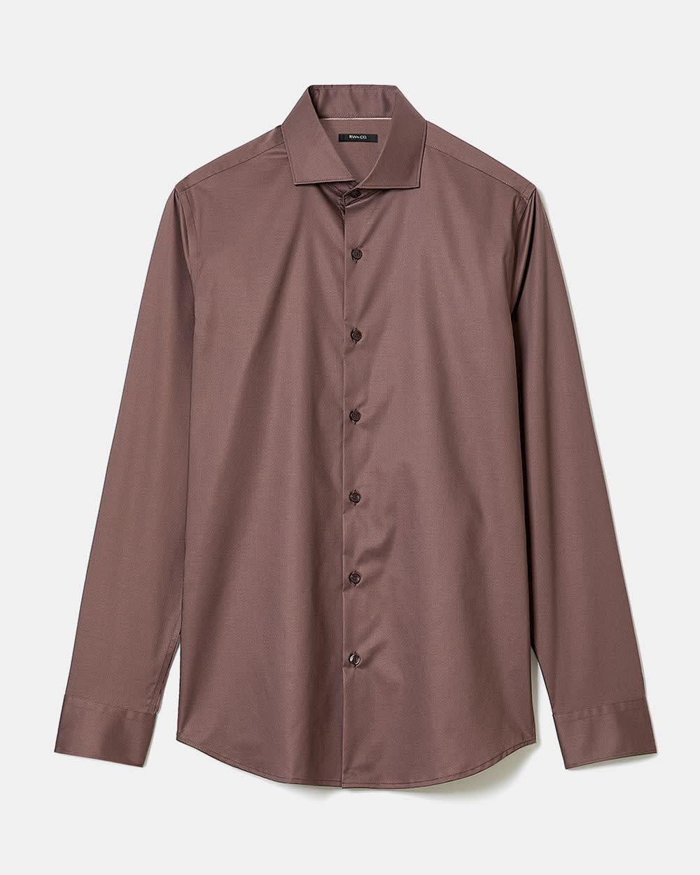 Slim Fit Solid Sateen Dress Shirt - Image 2