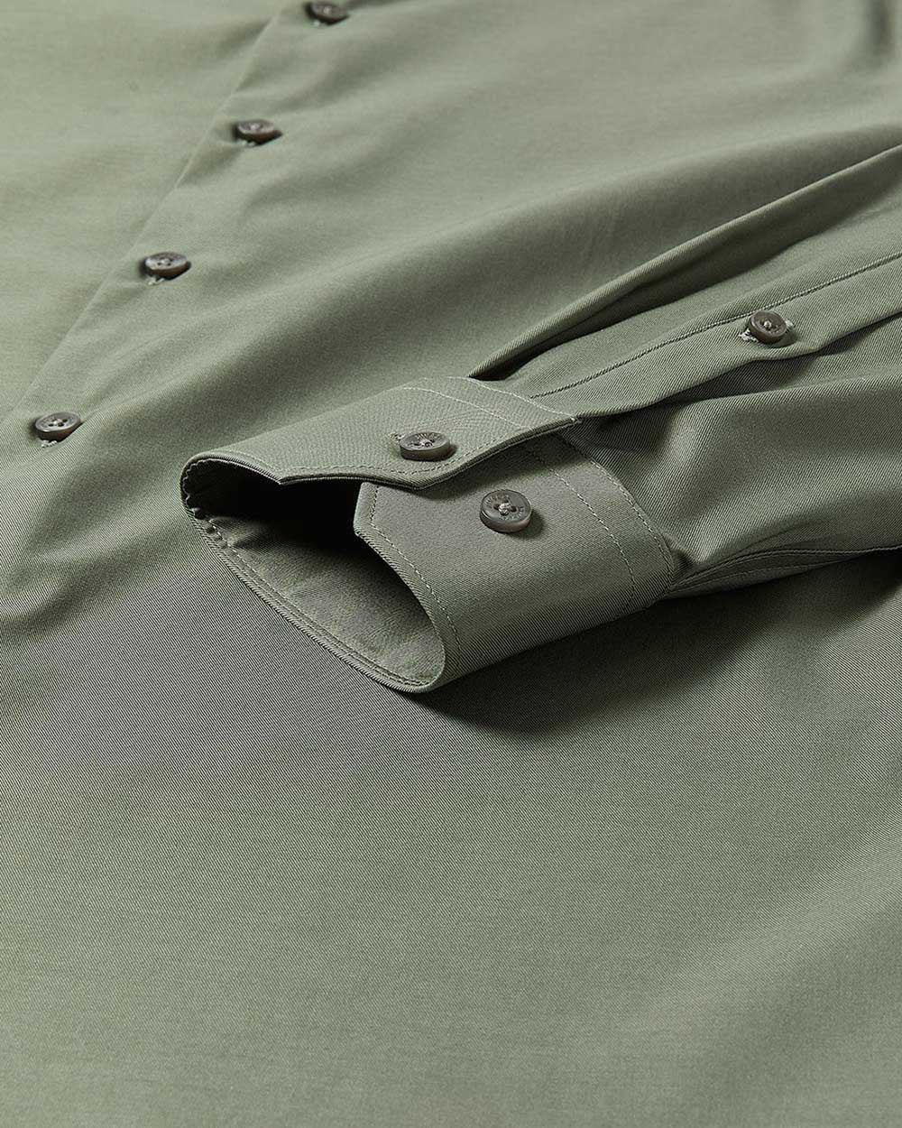 Slim Fit Solid Sateen Dress Shirt - Image 9