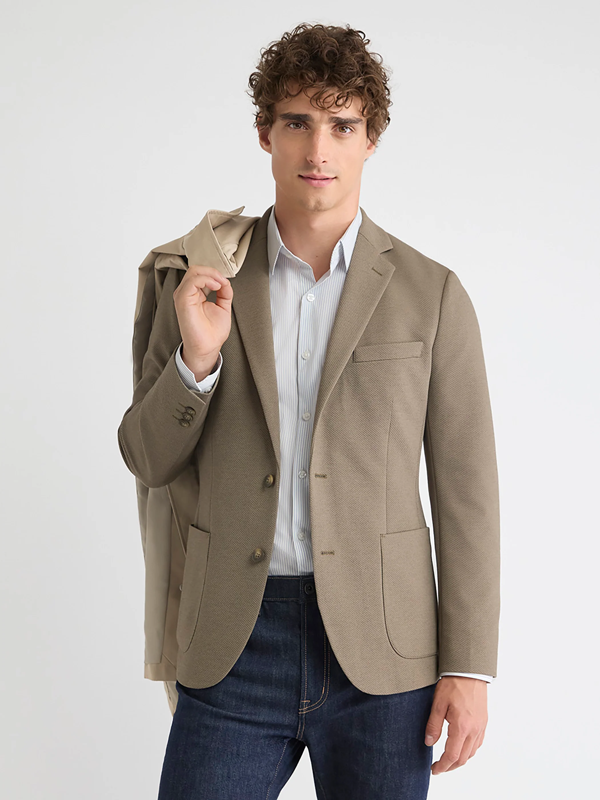 Slim-Fit Textured Knit Blazer - Image 5