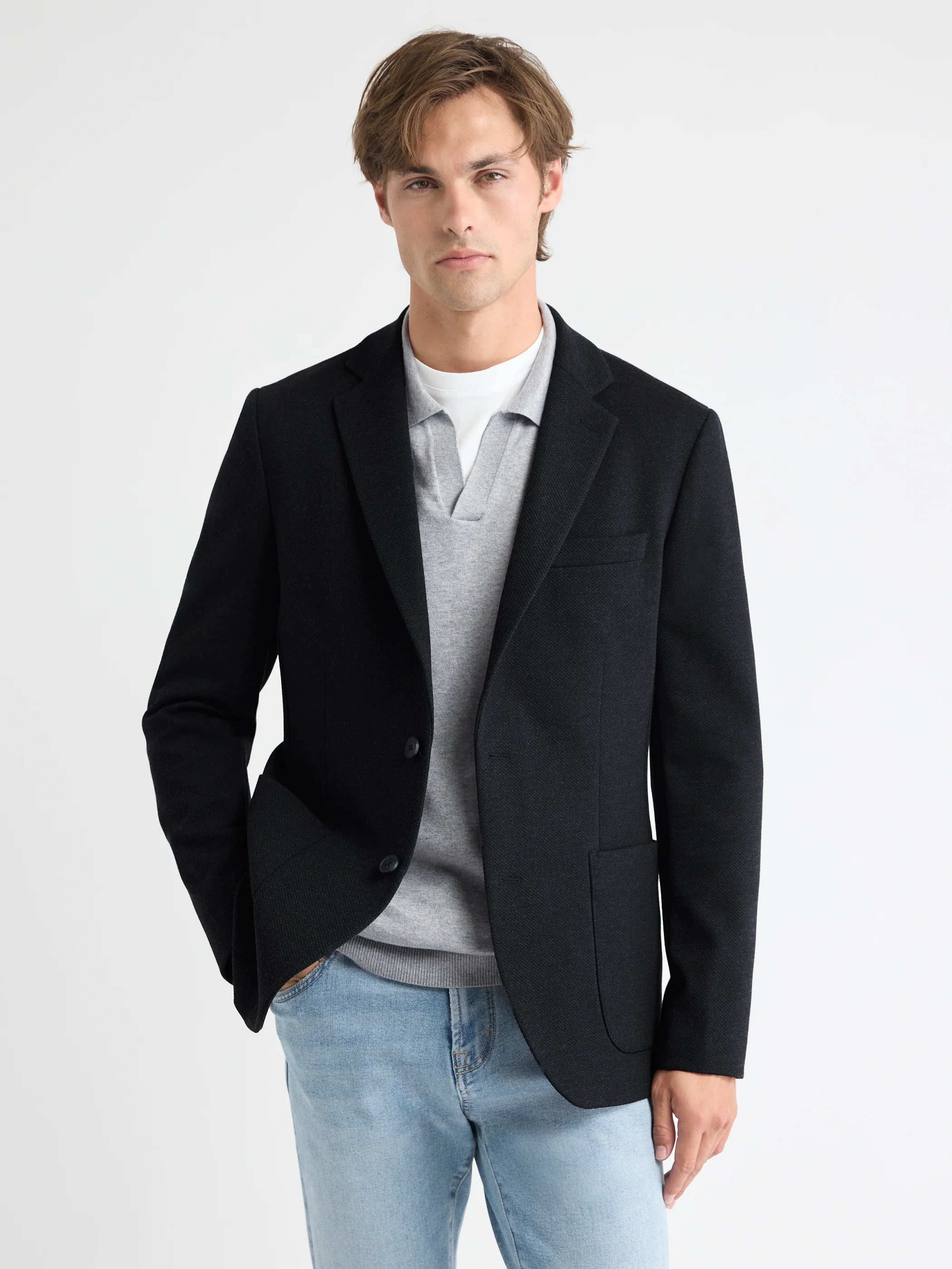 Slim-Fit Textured Knit Blazer - Image 9