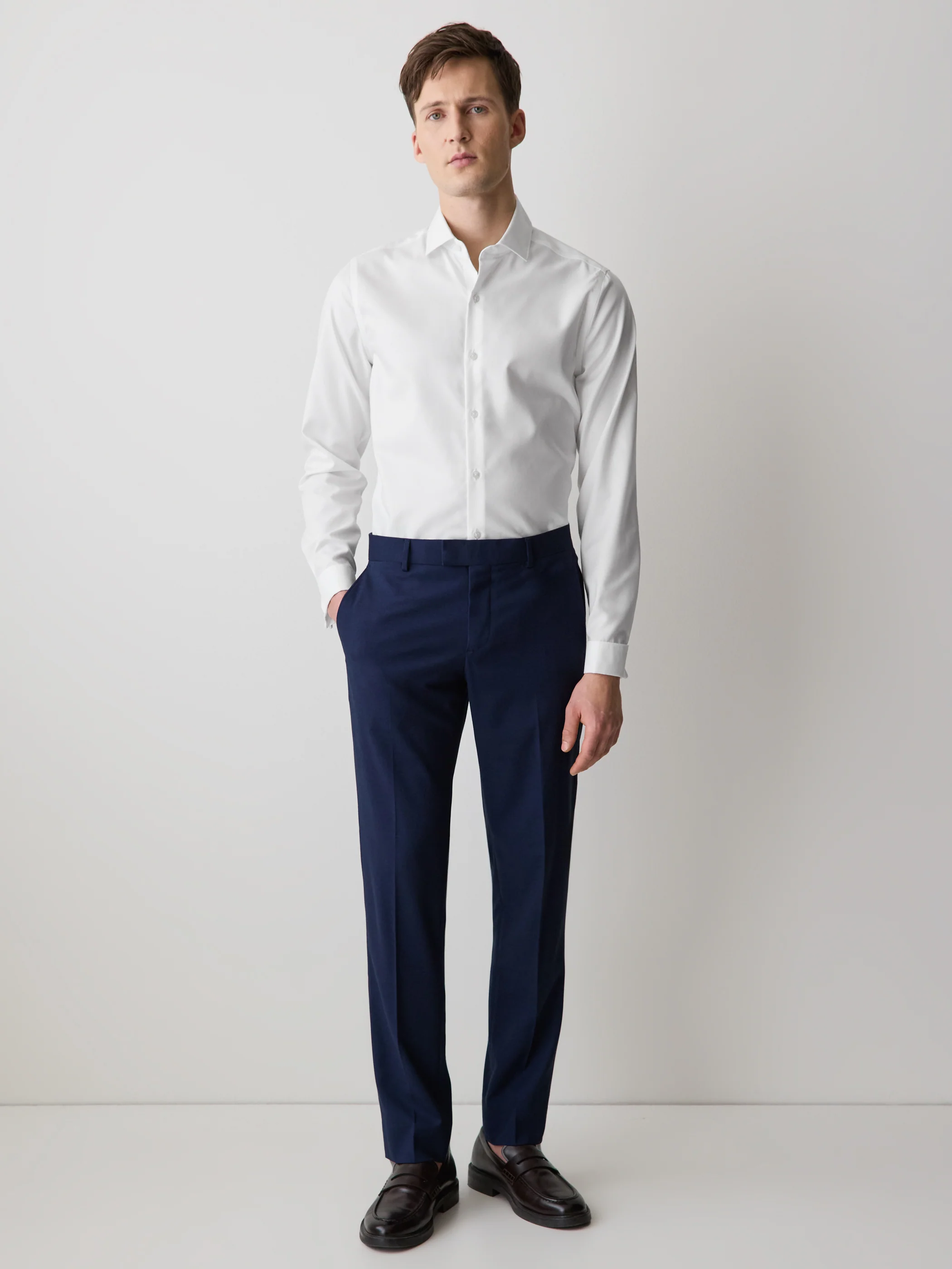 Slim Fit White Supima (R) Twill Dress Shirt - Image 2