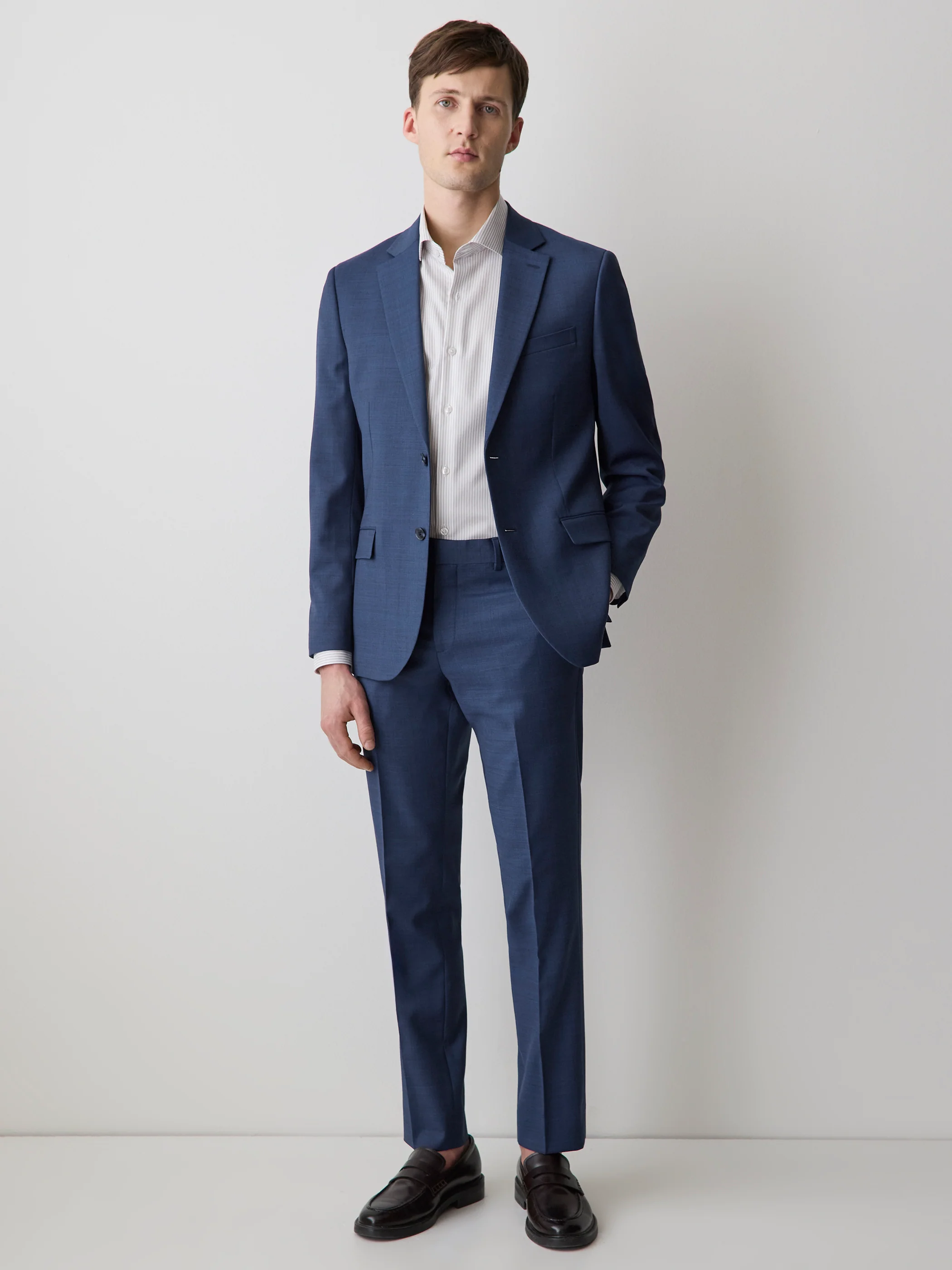 Blue Slim Fit Wool Suit Pant - Image 2