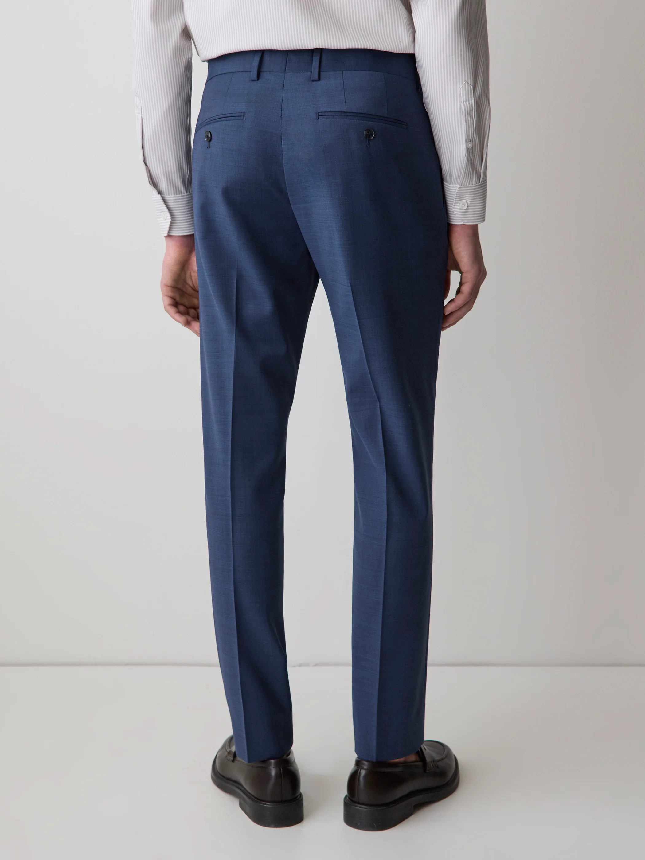 Blue Slim Fit Wool Suit Pant - Image 3