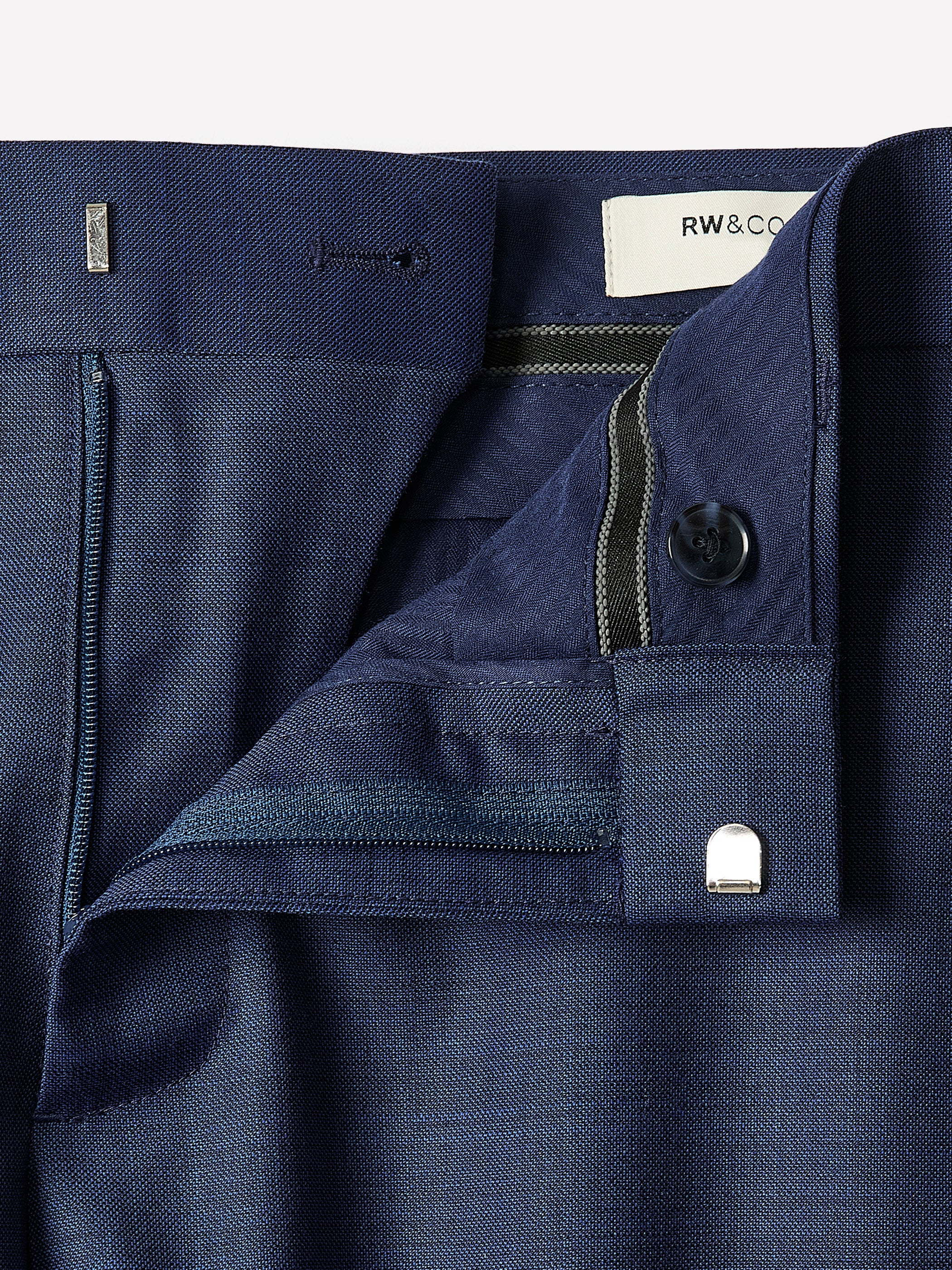 Blue Slim Fit Wool Suit Pant - Image 4
