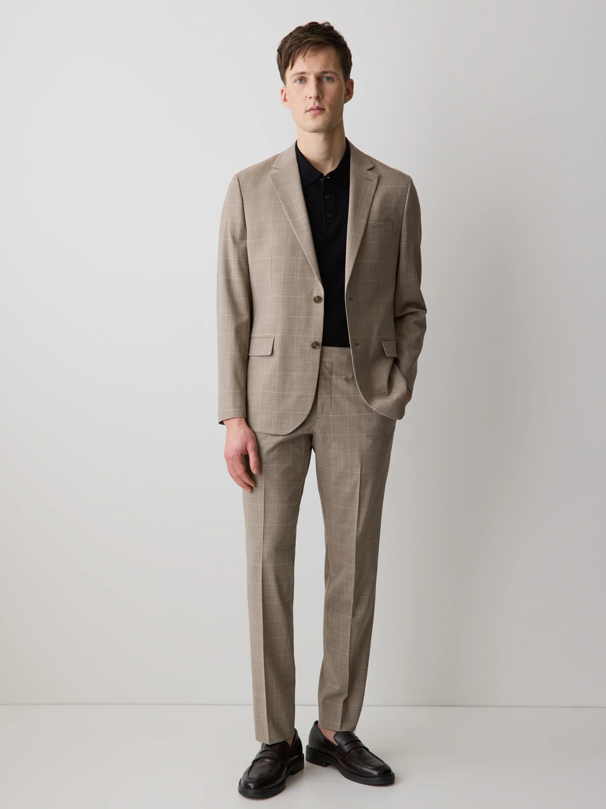 Slim Fit Wool Check Suit Pant - Image 2