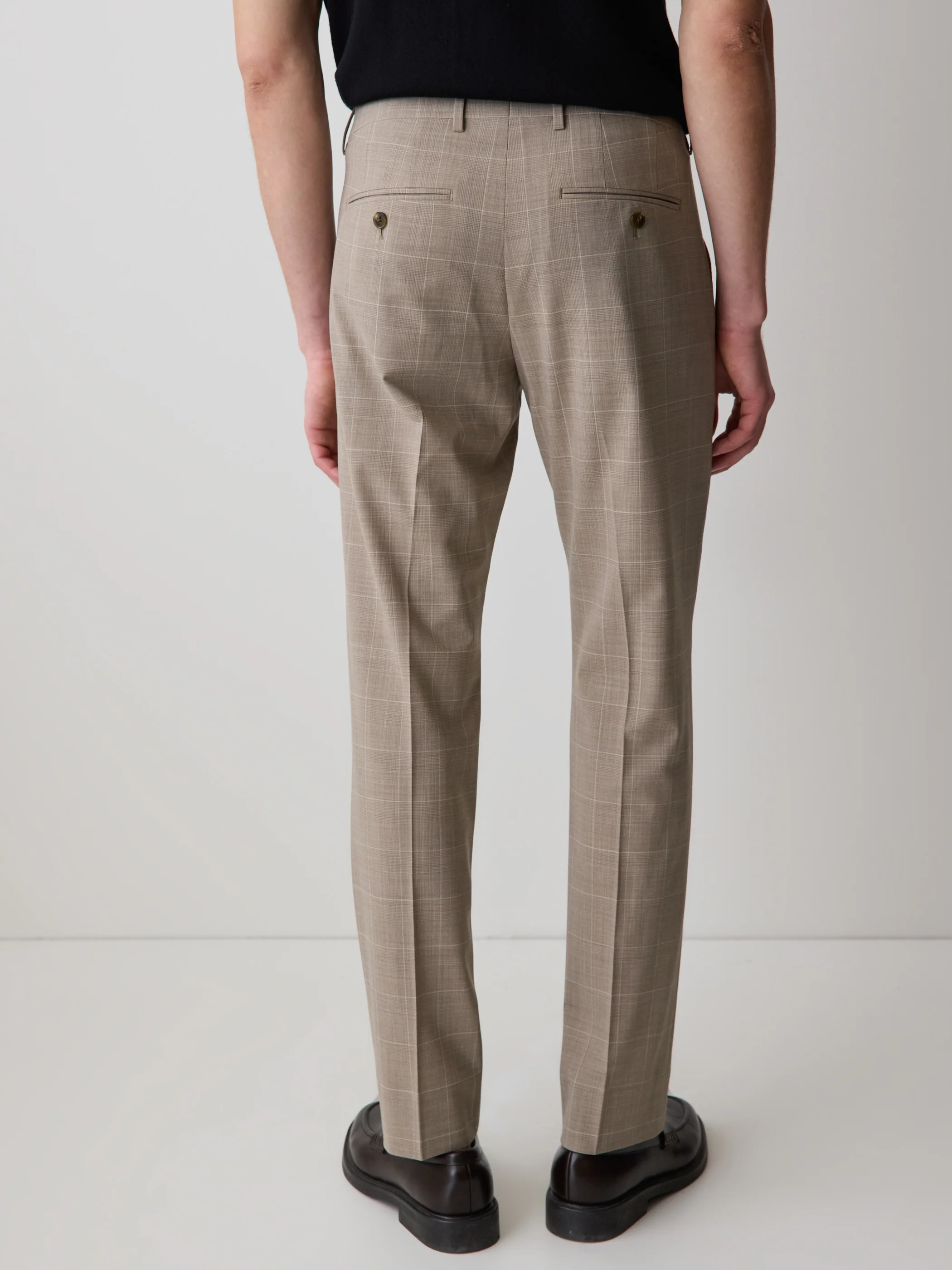 Slim Fit Wool Check Suit Pant - Image 3