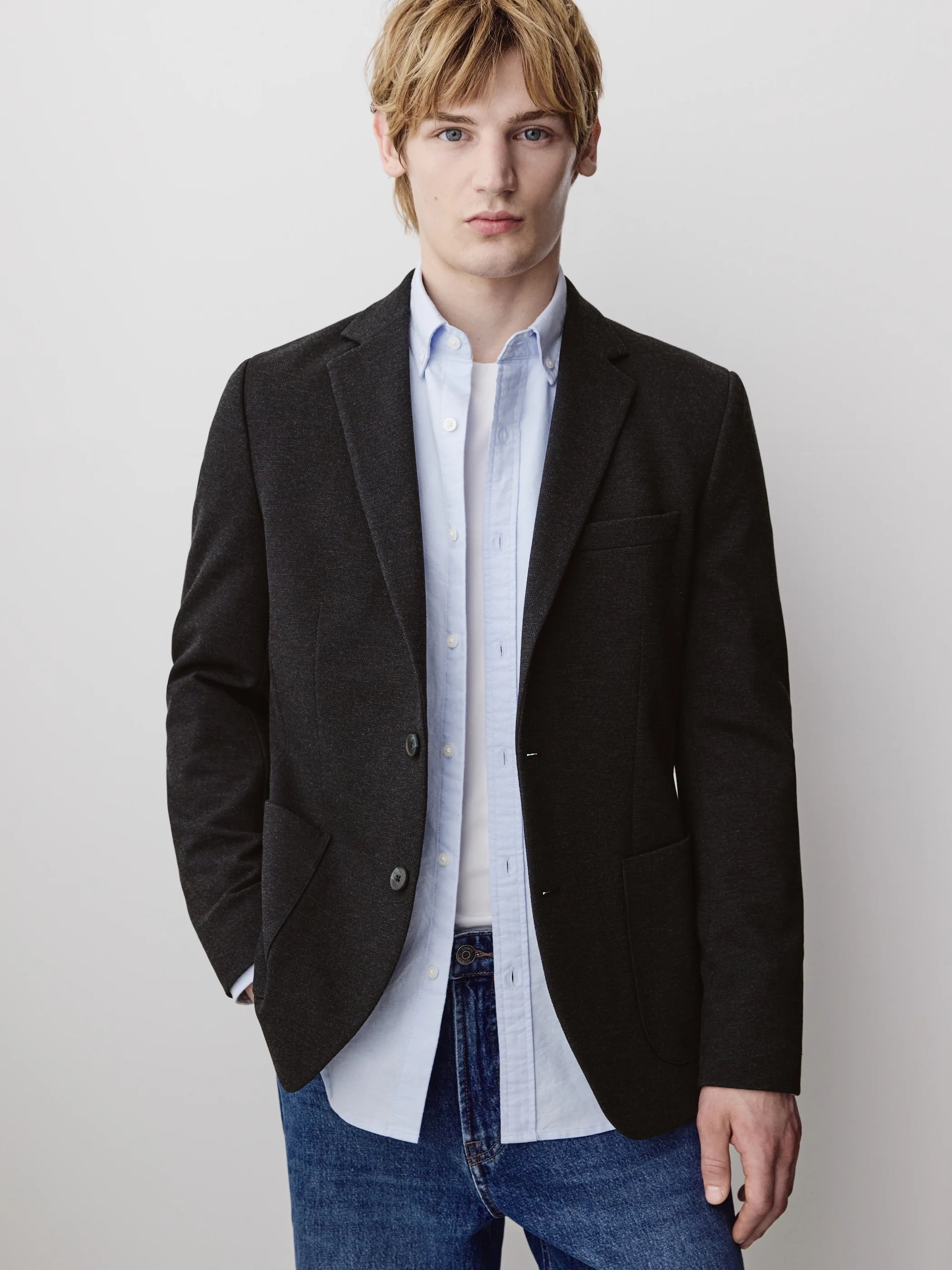 Slim Fit Knit Blazer - Image 12