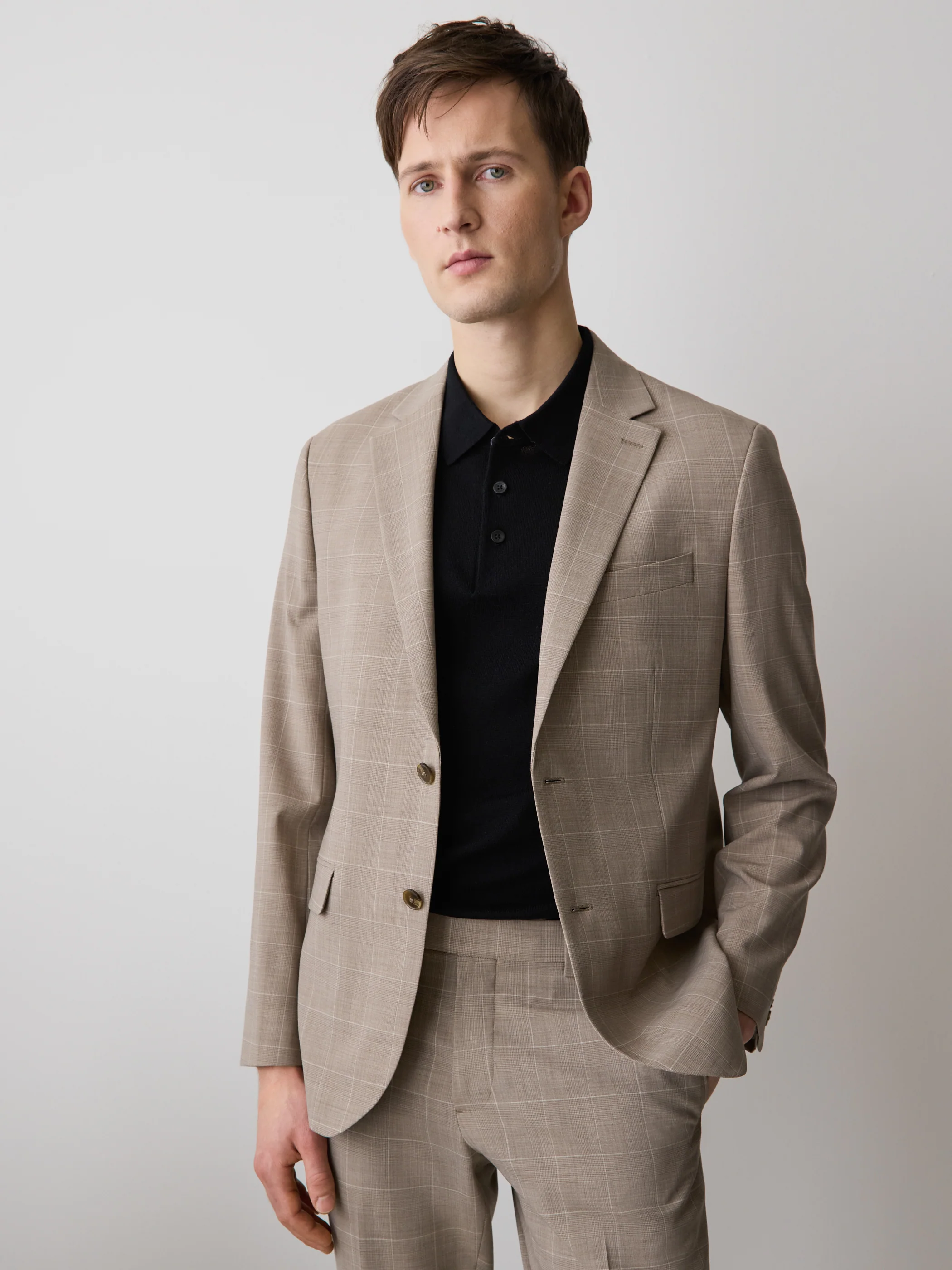 Slim Fit Wool Check Suit Blazer - Image 2