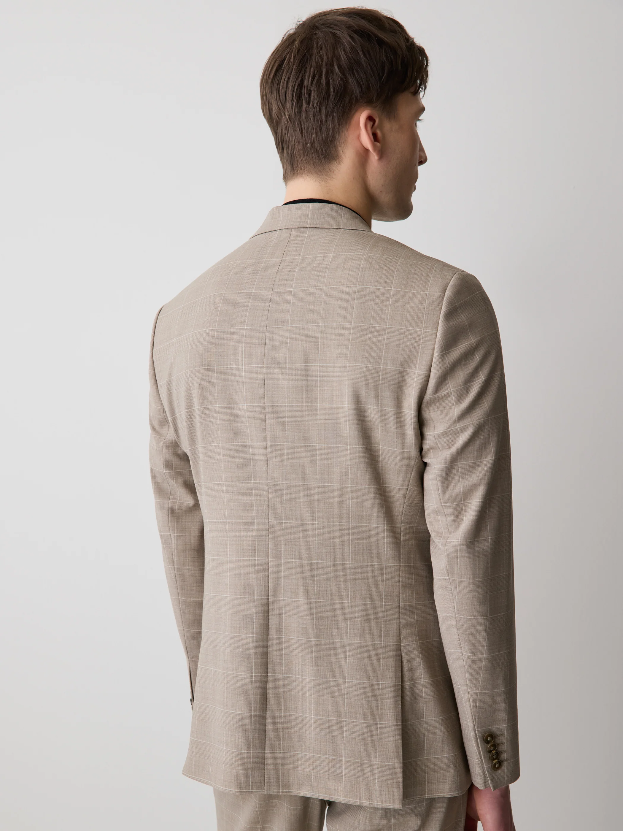 Slim Fit Wool Check Suit Blazer - Image 3