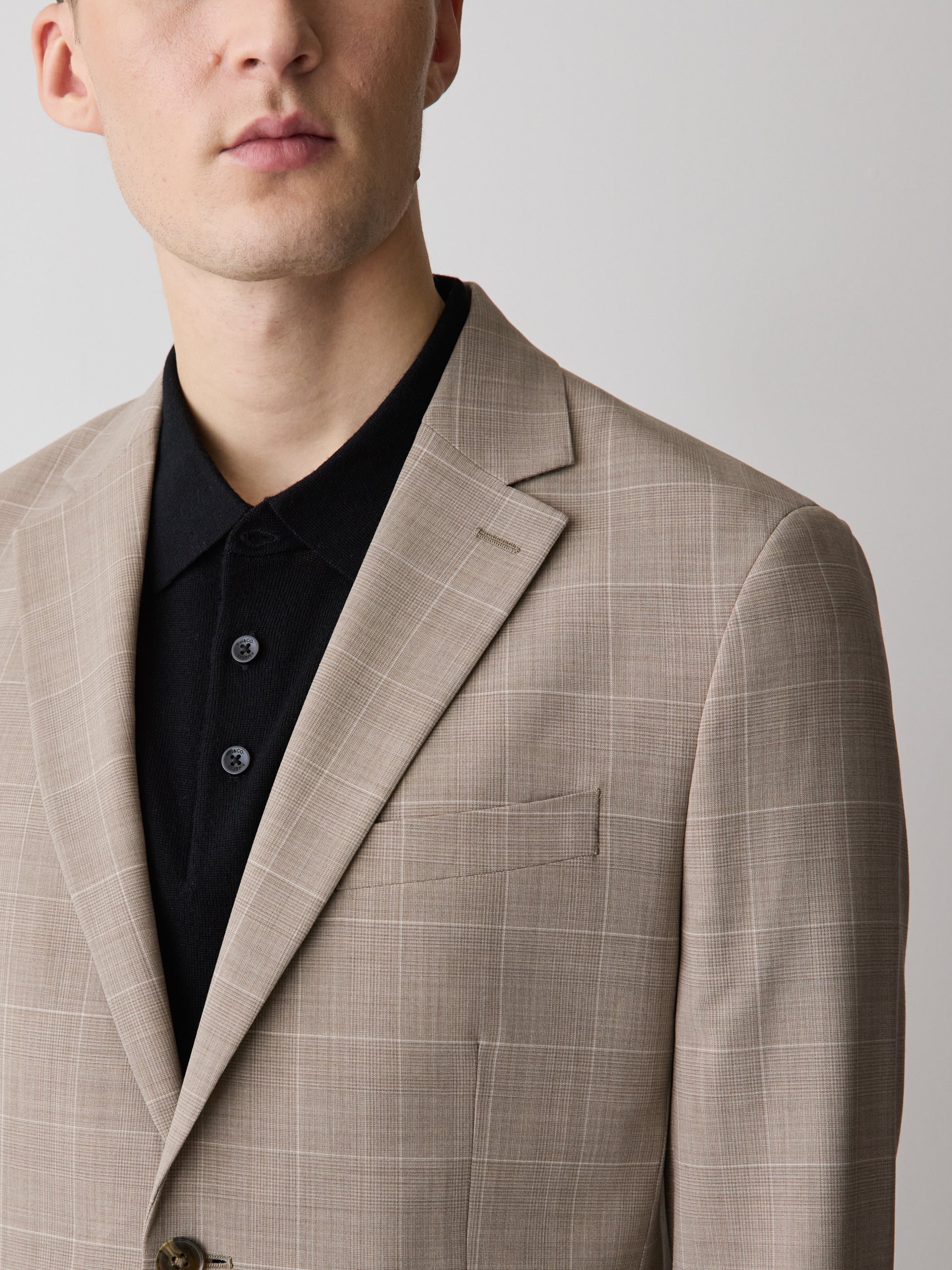 Slim Fit Wool Check Suit Blazer - Image 4