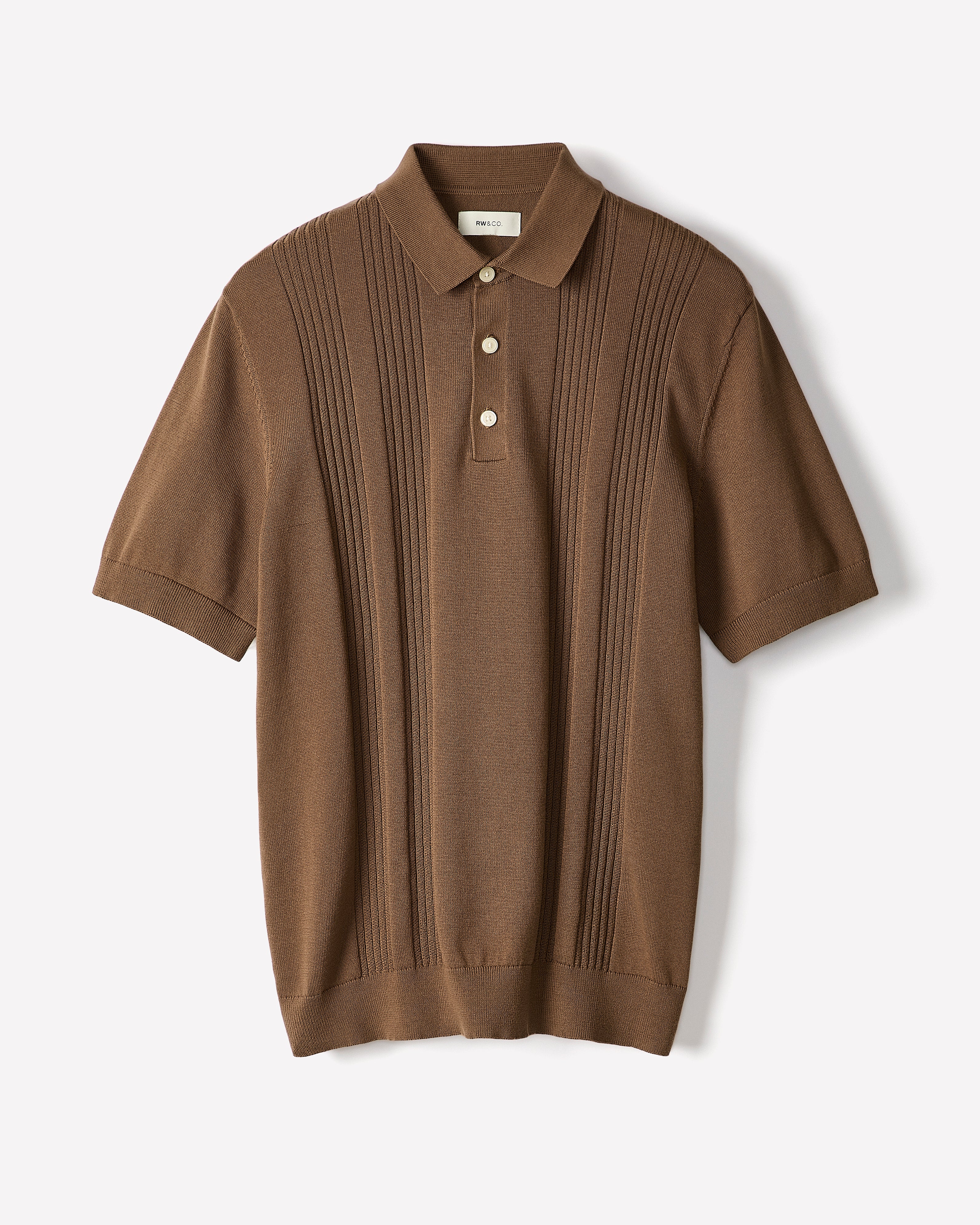 Short-Sleeve Cotton Polo with Vertical Stitches - Image 18
