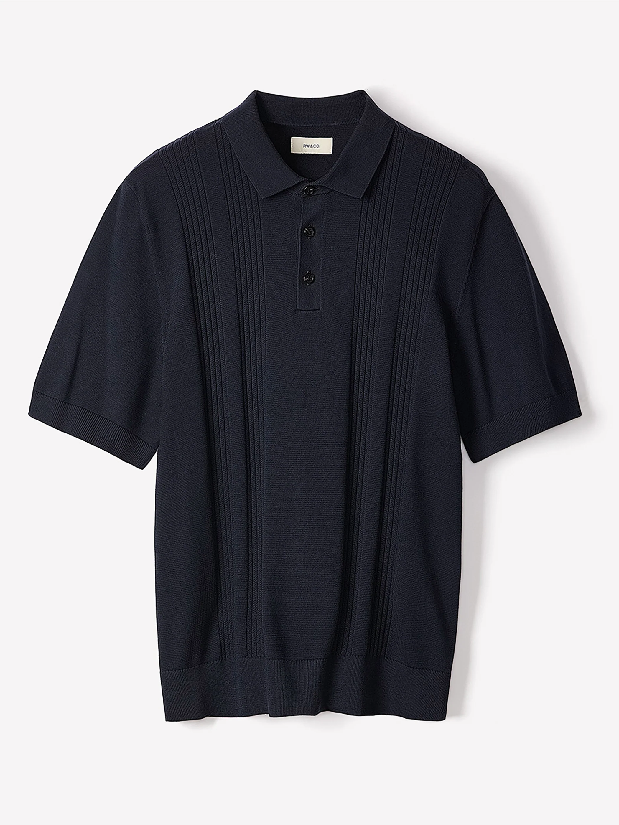 Short-Sleeve Cotton Polo with Vertical Stitches - Image 22