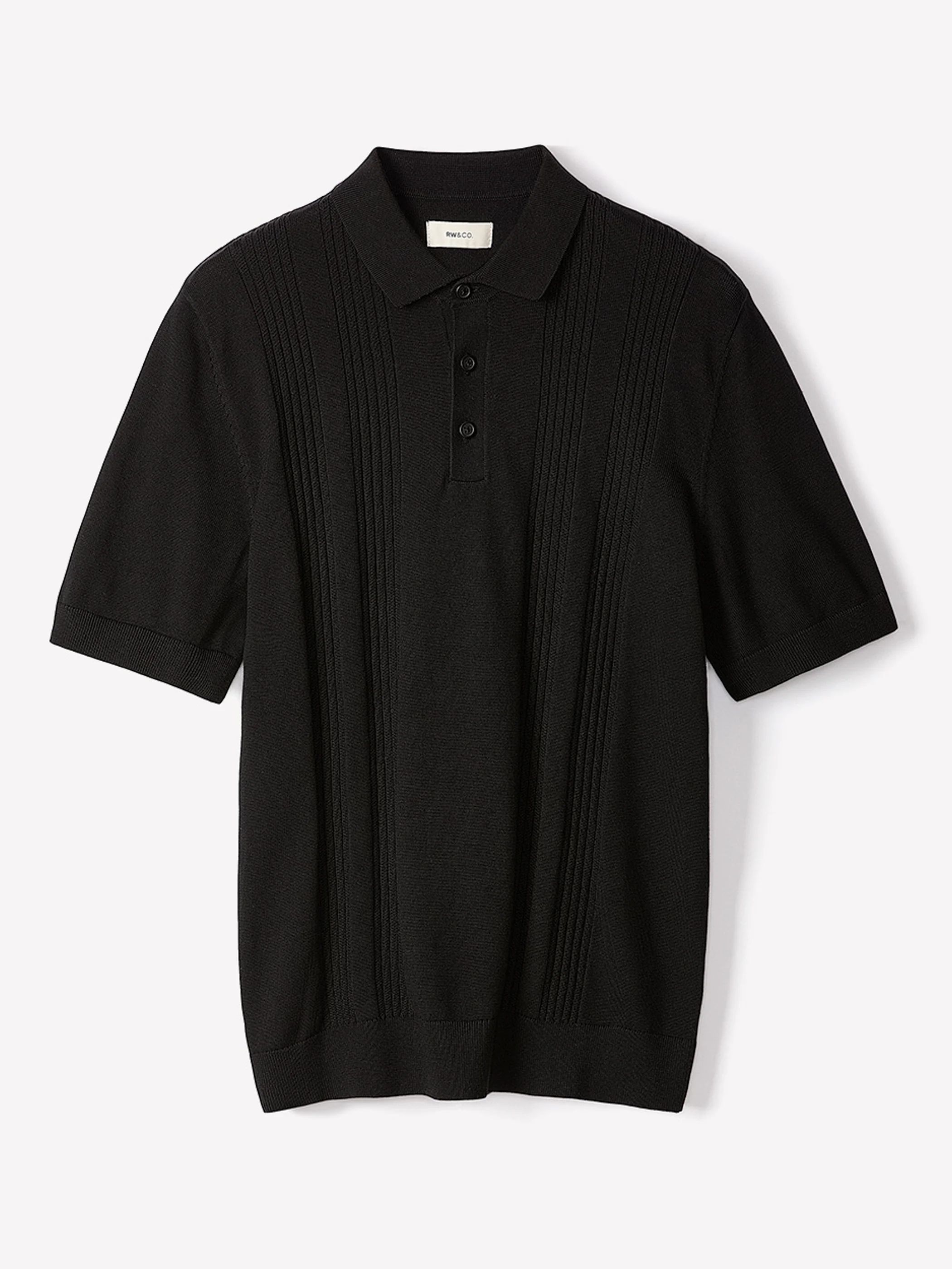 Short-Sleeve Cotton Polo with Vertical Stitches - Image 4