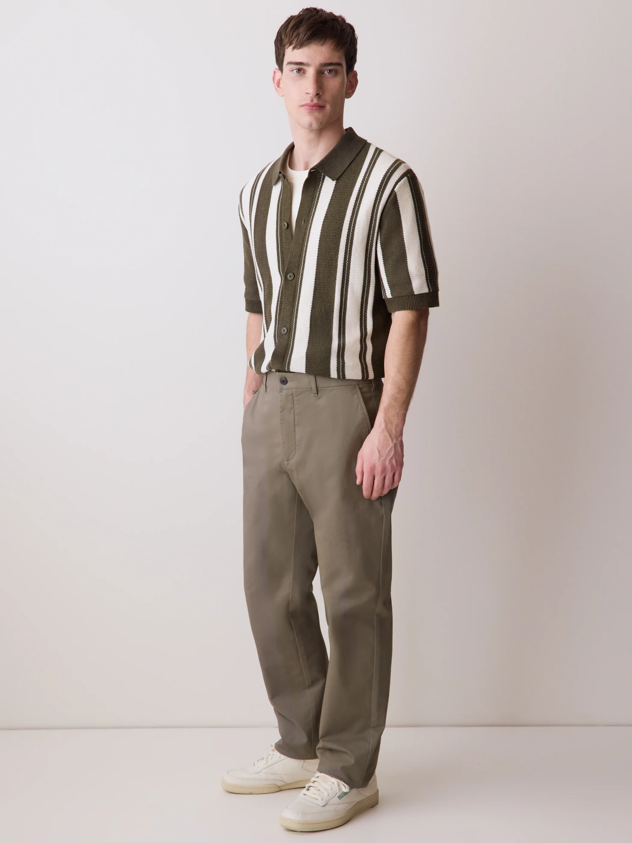 Short-Sleeve Shirt Sweater with Vertical Stripes - Image 2