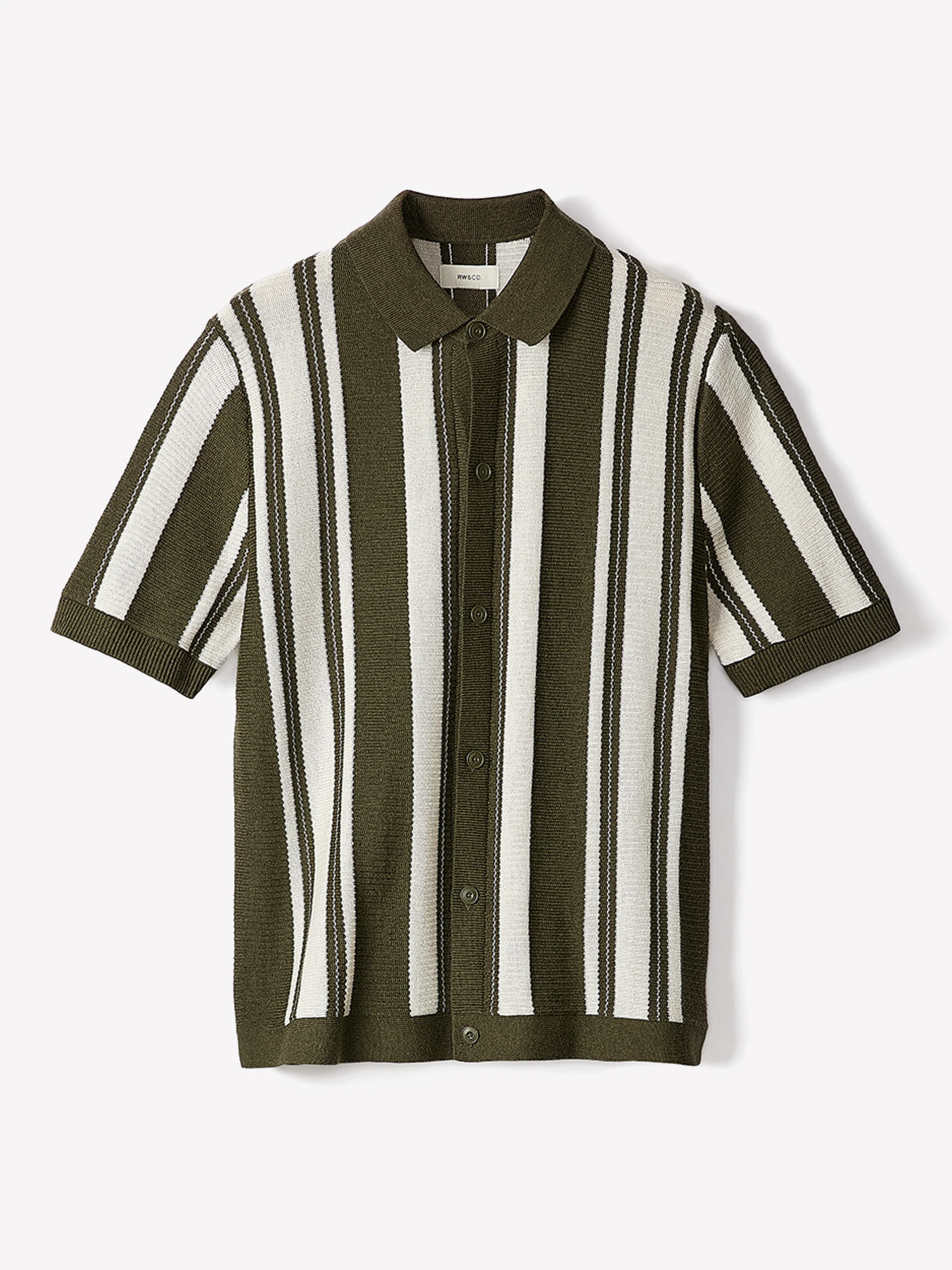 Short-Sleeve Shirt Sweater with Vertical Stripes - Image 4