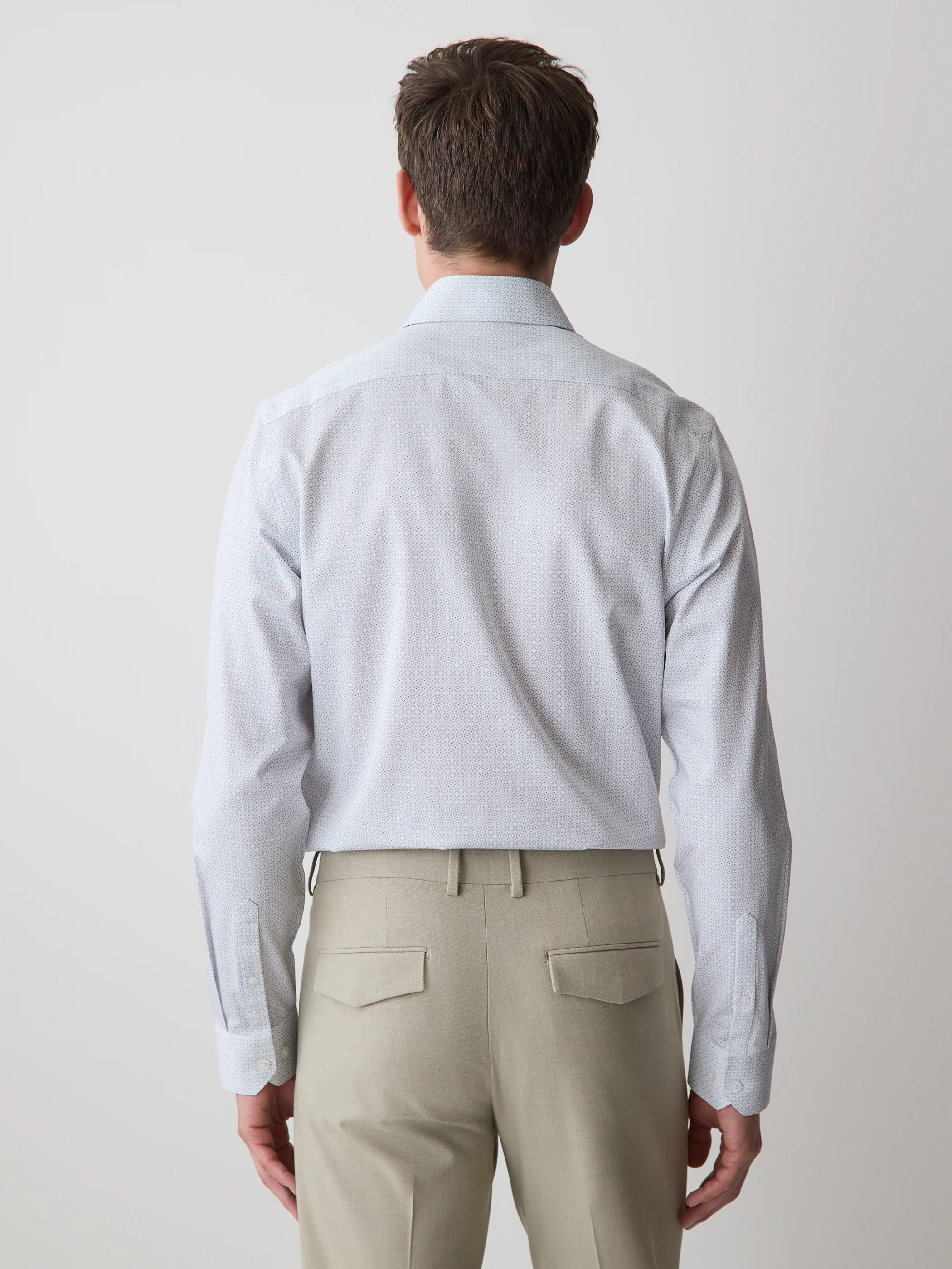 Tailored-Fit Dress Shirt with Geo Pattern - Image 3