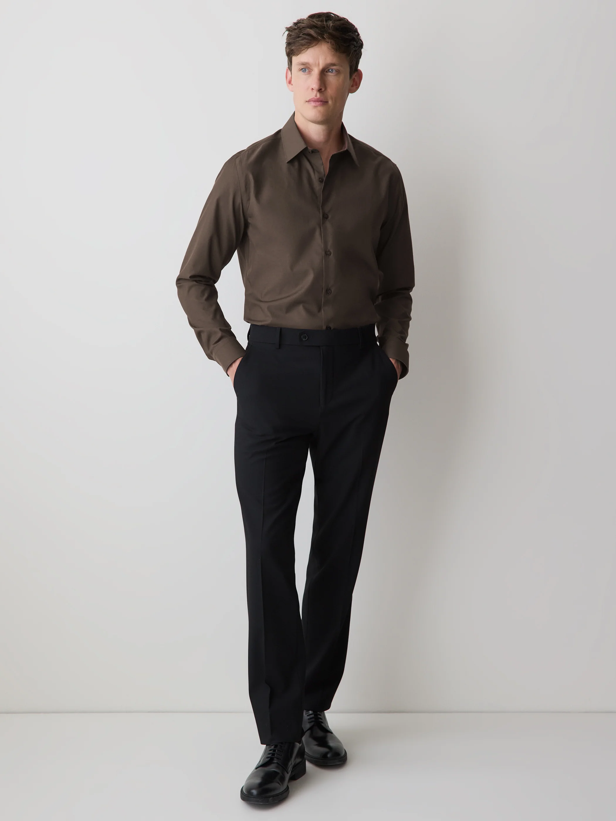Tailored Fit Denim-Like Dress Shirt - Image 14