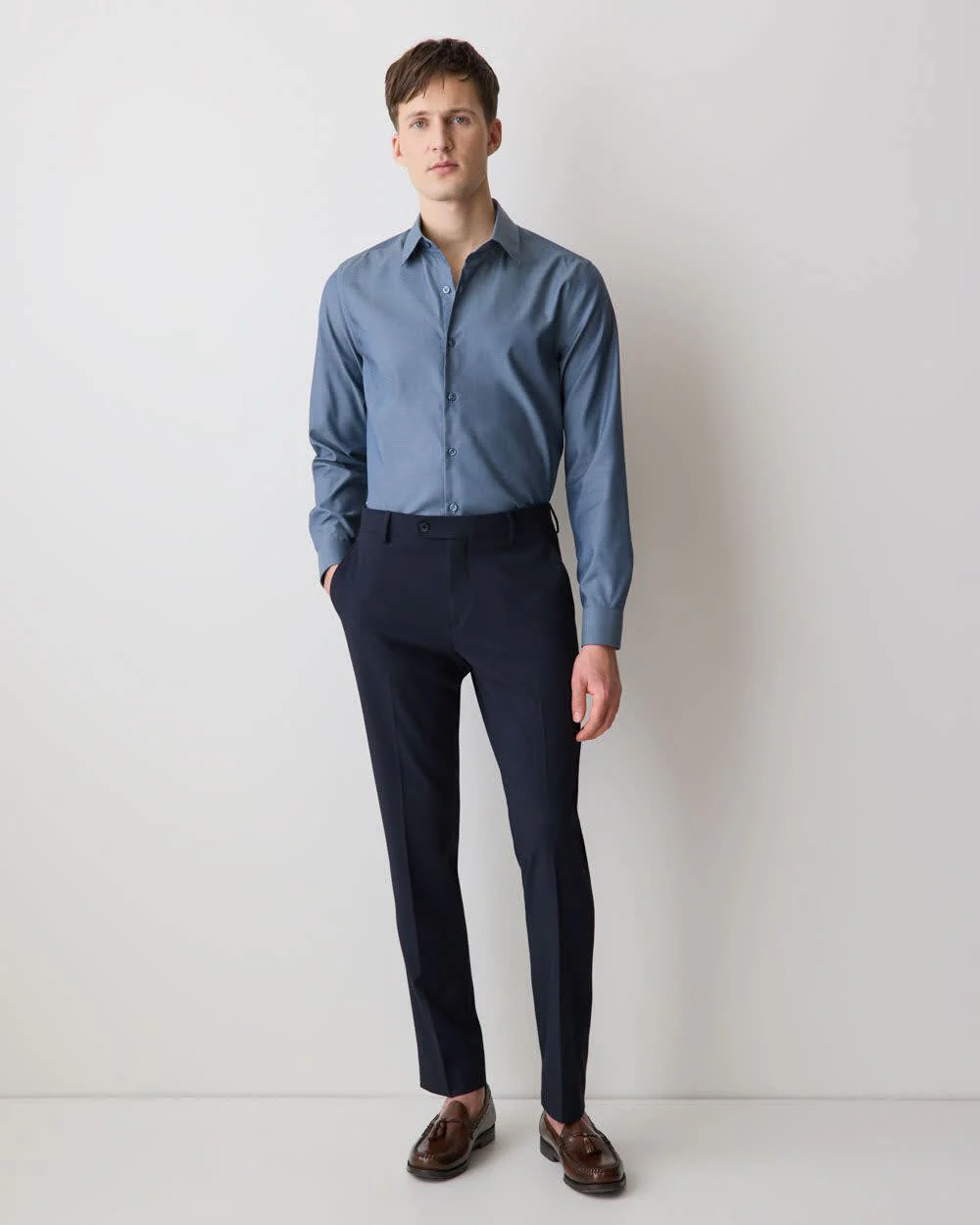 Tailored Fit Denim-Like Dress Shirt - Image 2