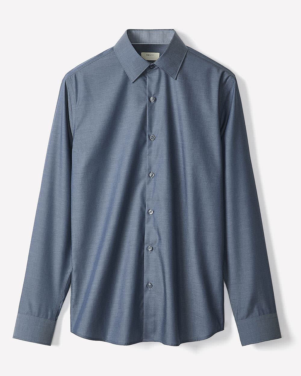 Tailored Fit Denim-Like Dress Shirt - Image 5