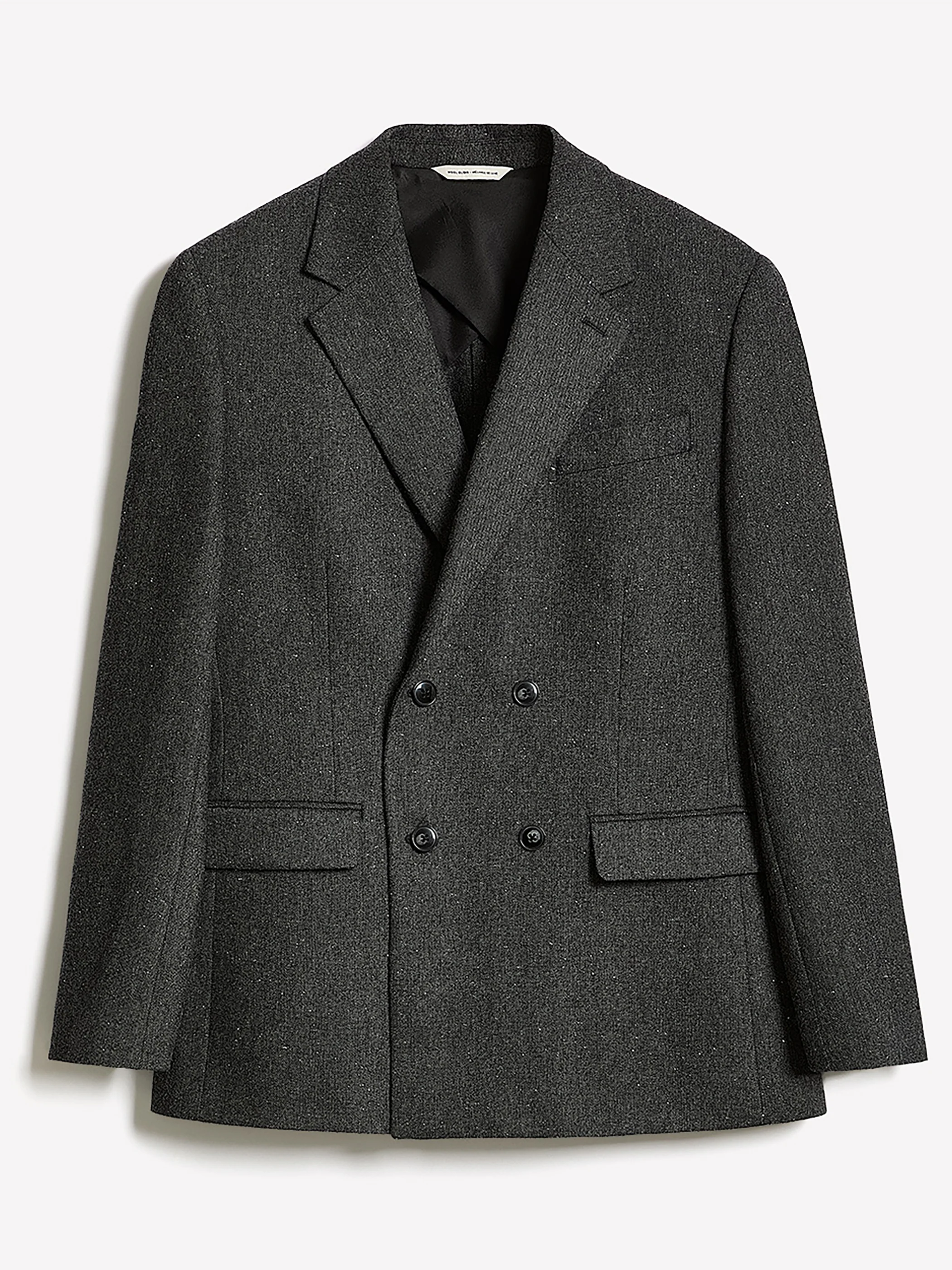 Tailored-Fit Double-Breasted Tweed Suit Blazer - Image 4