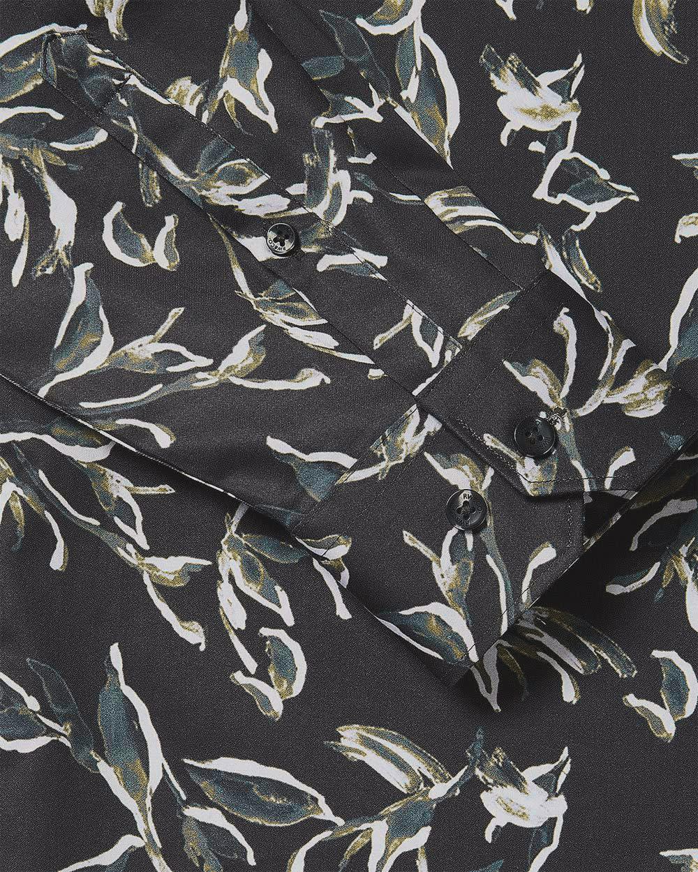 Tailored Fit Dress Shirt with Watercolour Floral Pattern - Image 5