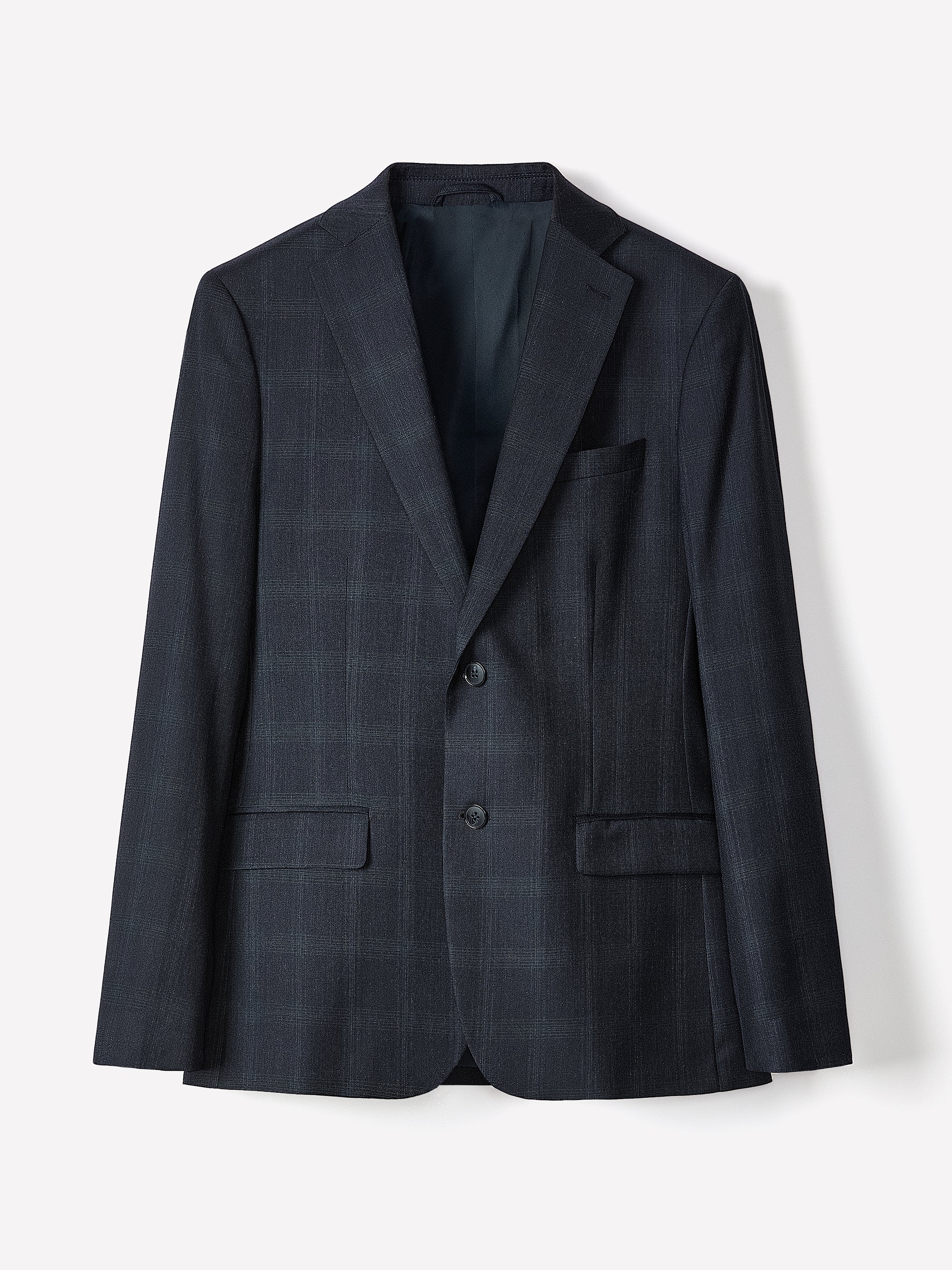 Tailored Fit Navy Checkered Suit Blazer - Image 6