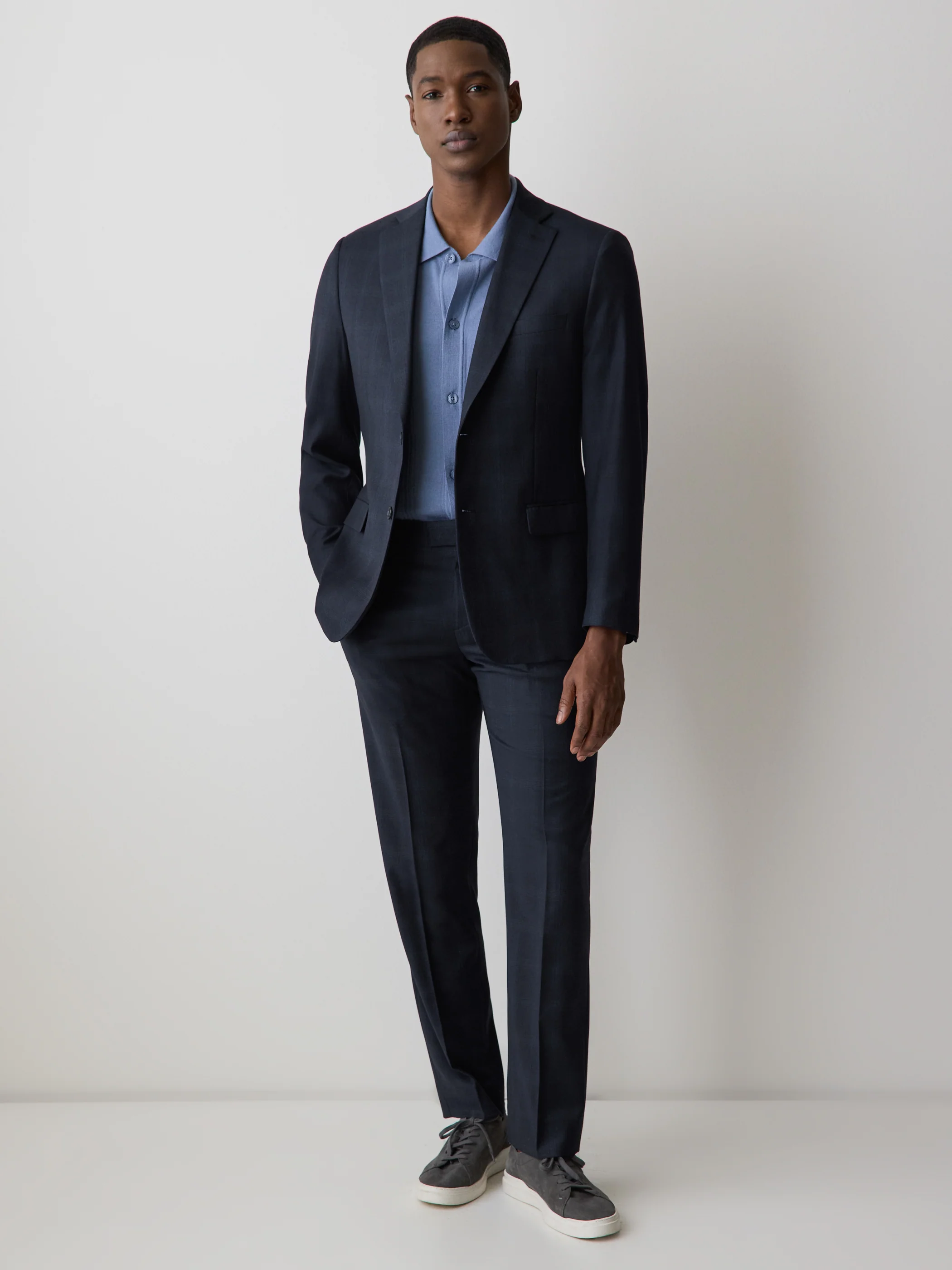 Tailored Fit Navy Checkered Suit Pant - Image 2