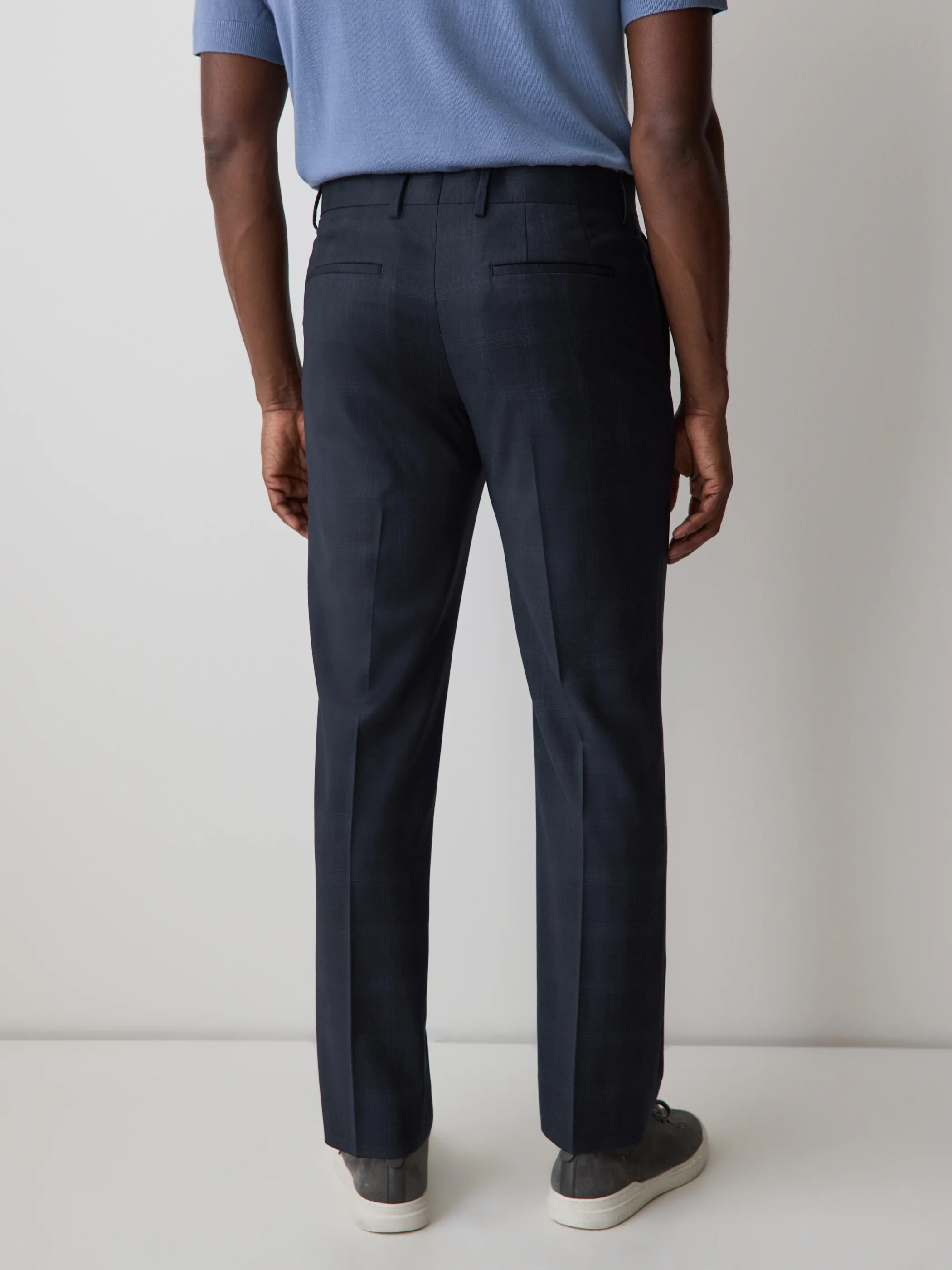 Tailored Fit Navy Checkered Suit Pant - Image 3