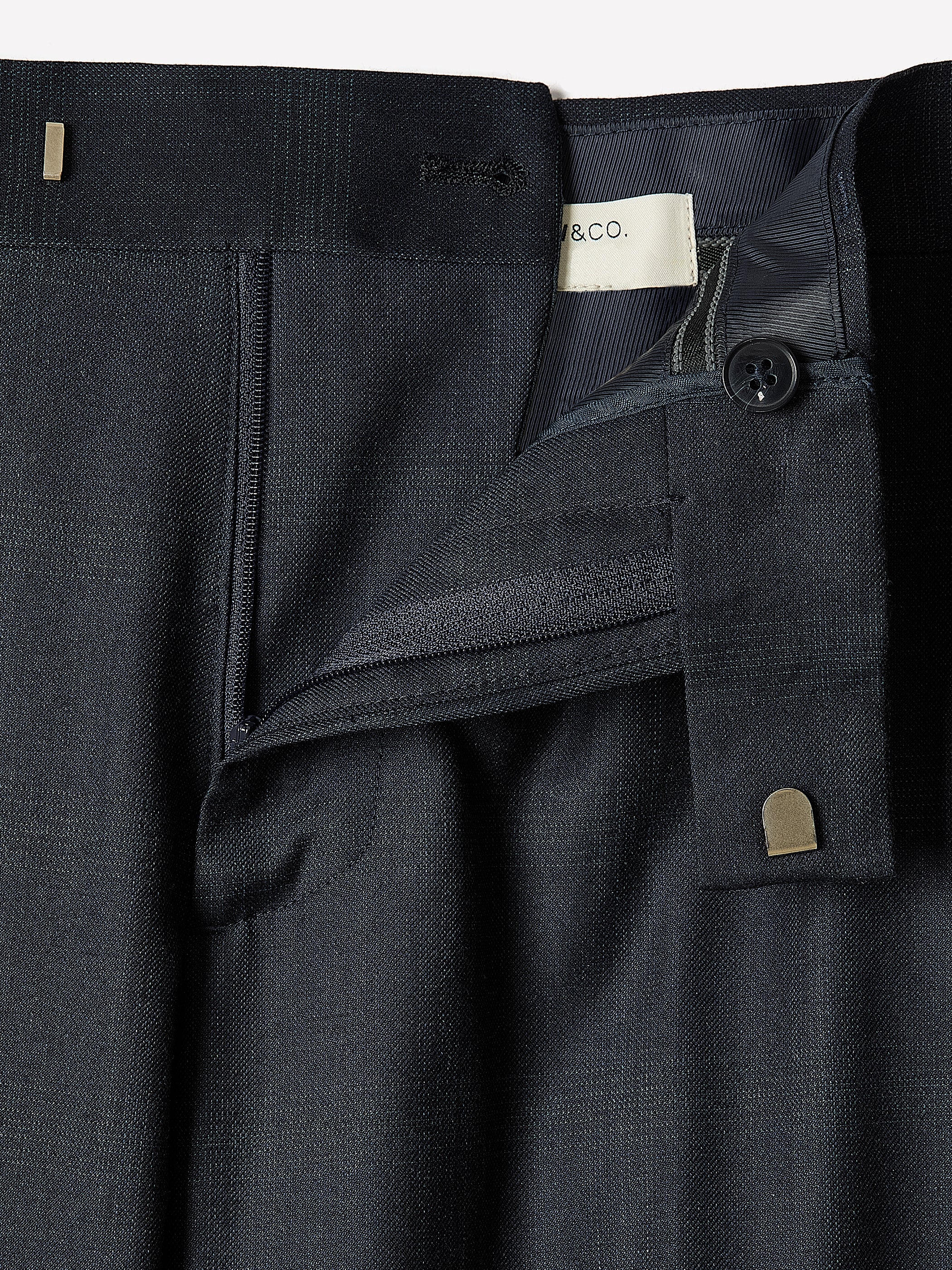 Tailored Fit Navy Checkered Suit Pant - Image 7