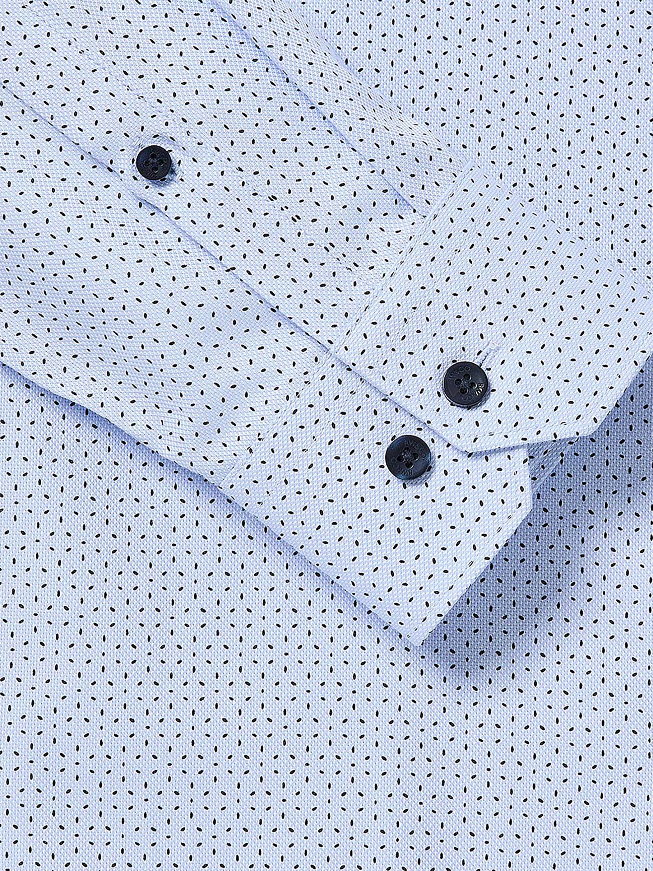 Navy Tailored Fit Dress Shirt with Geo Pattern - Image 4